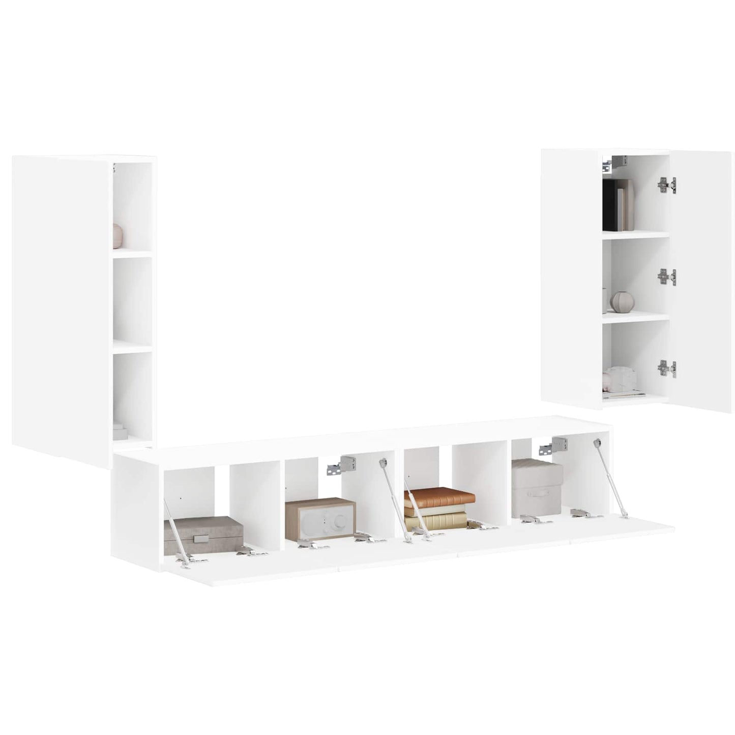 TV Wandkast Set Wandgemonteerd 4 pcs Wit Bewerkt hout is nu te koop bij PeponiXL, paradijselijk wonen!