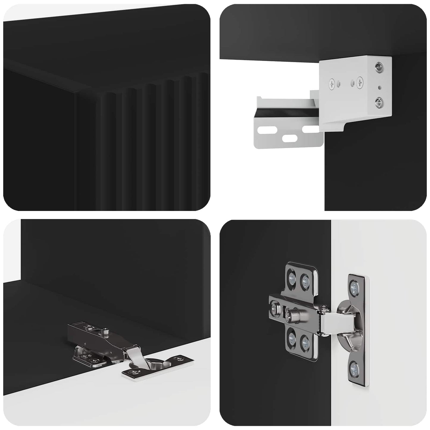 TV Wandkast Set Wandgemonteerd 4 pcs Zwart Bewerkt hout is nu te koop bij PeponiXL, paradijselijk wonen!