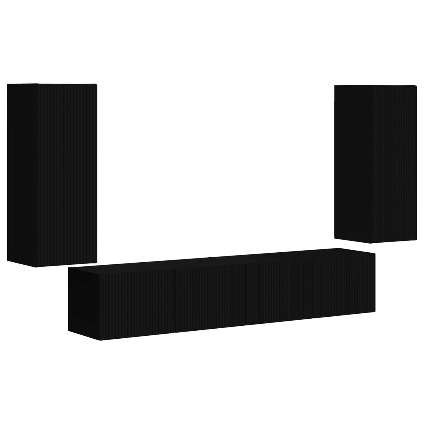 TV Wandkast Set Wandgemonteerd 4 pcs Zwart Bewerkt hout is nu te koop bij PeponiXL, paradijselijk wonen!