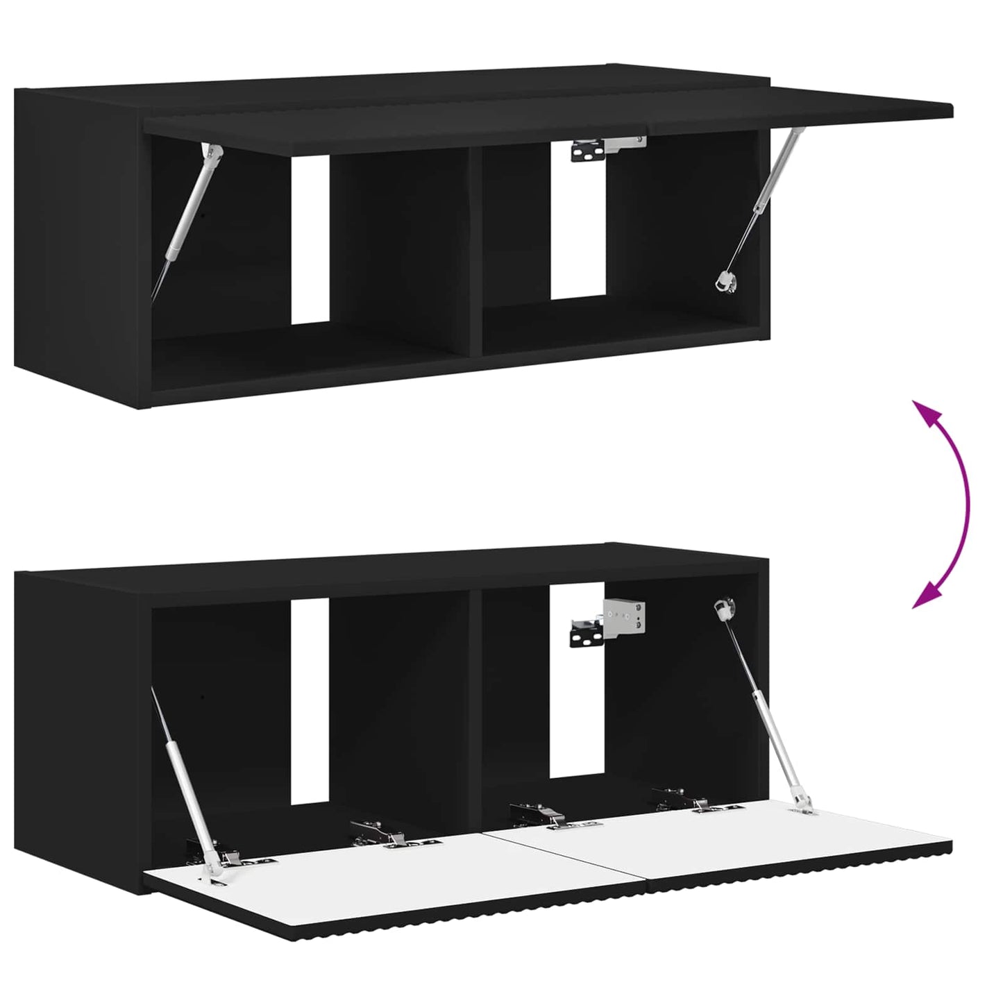 TV Wandkast Set Wandgemonteerd 4 pcs Zwart Bewerkt hout is nu te koop bij PeponiXL, paradijselijk wonen!