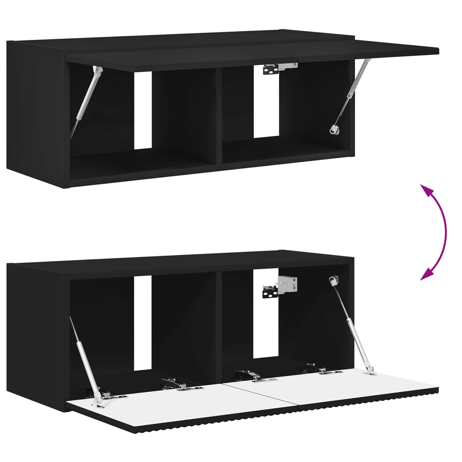 TV Wandkast Set Wandgemonteerd 4 pcs Zwart Bewerkt hout is nu te koop bij PeponiXL, paradijselijk wonen!
