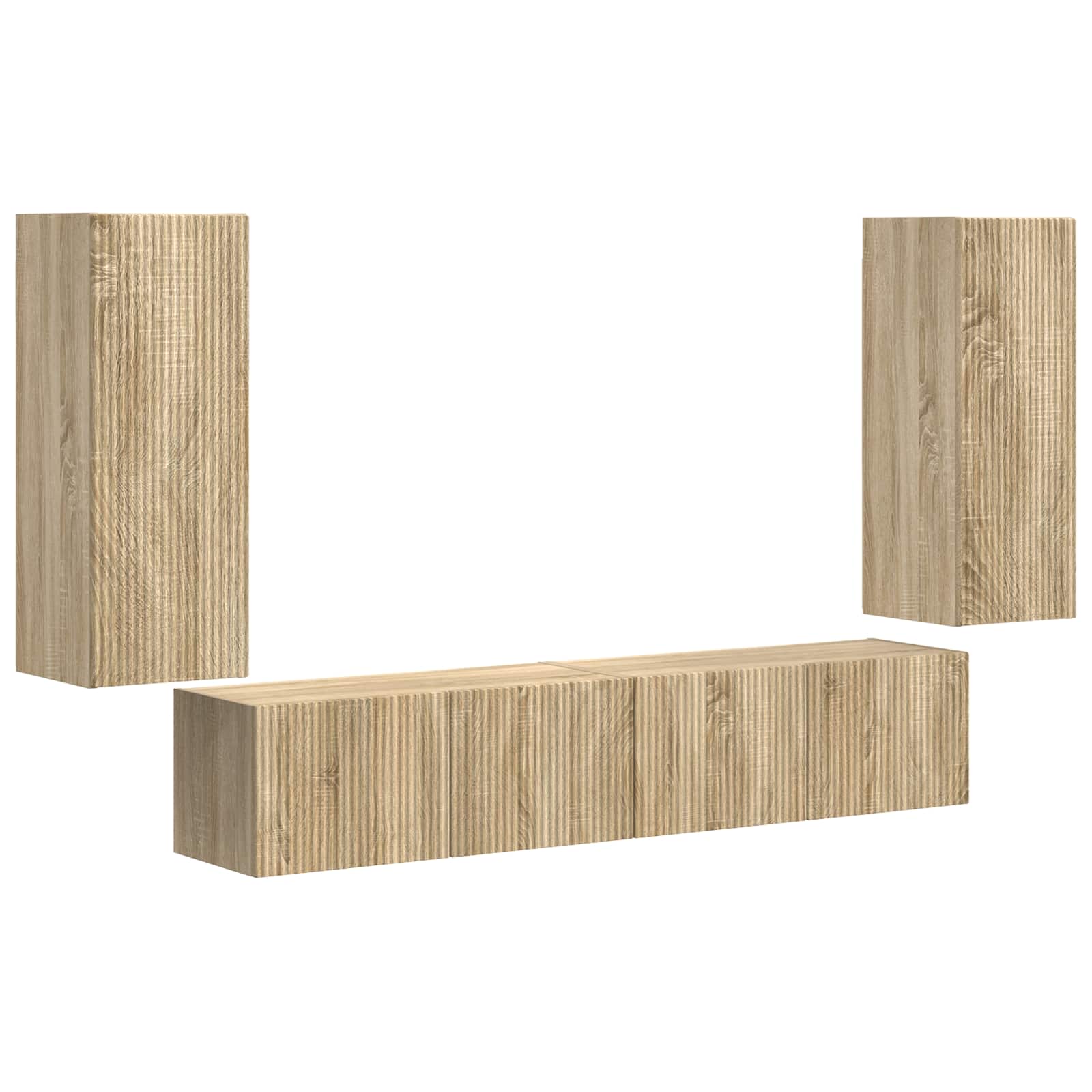 TV Wandkast Set Wandgemonteerd 4 pcs Sonoma Eiken Bewerkt hout is nu te koop bij PeponiXL, paradijselijk wonen!