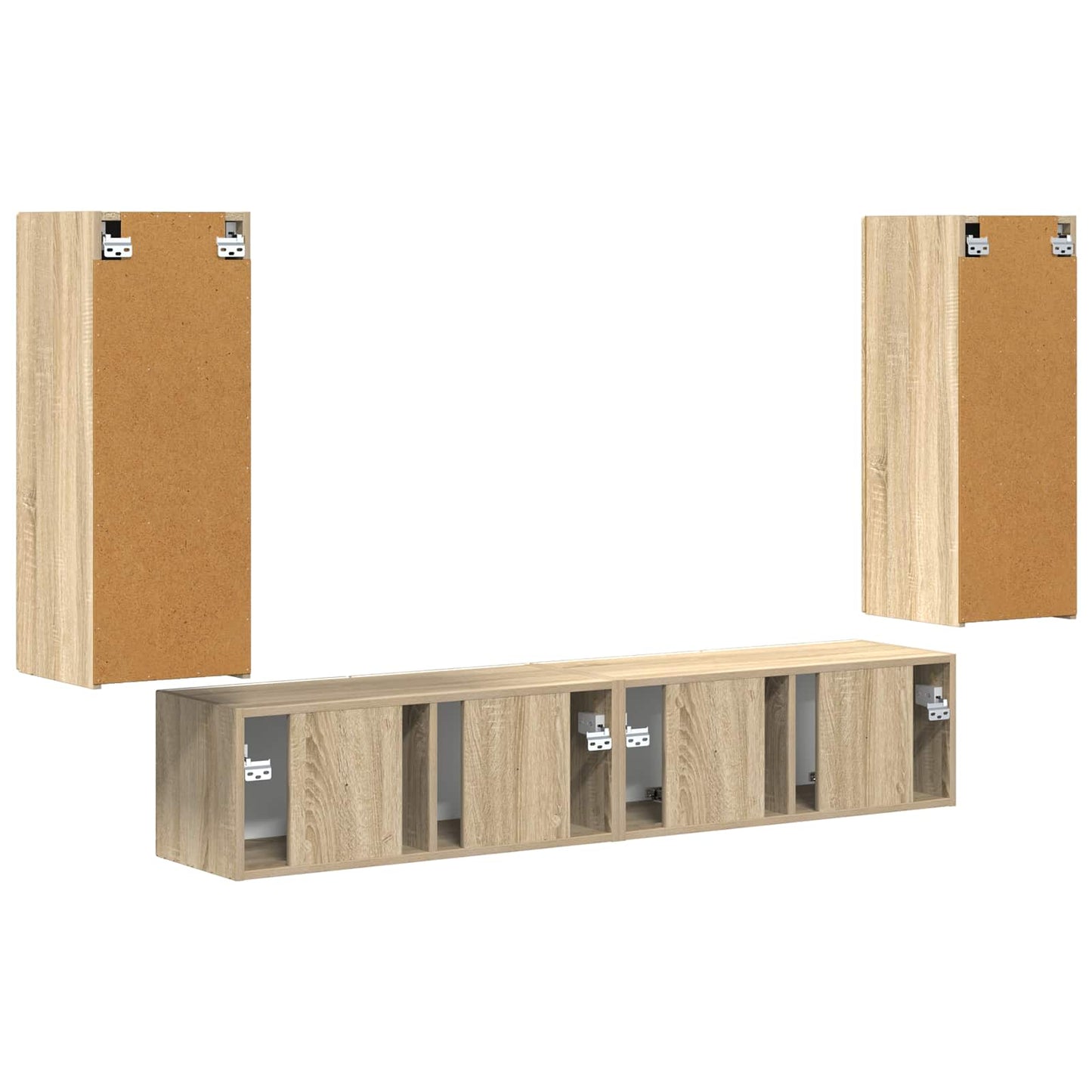 TV Wandkast Set Wandgemonteerd 4 pcs Sonoma Eiken Bewerkt hout is nu te koop bij PeponiXL, paradijselijk wonen!