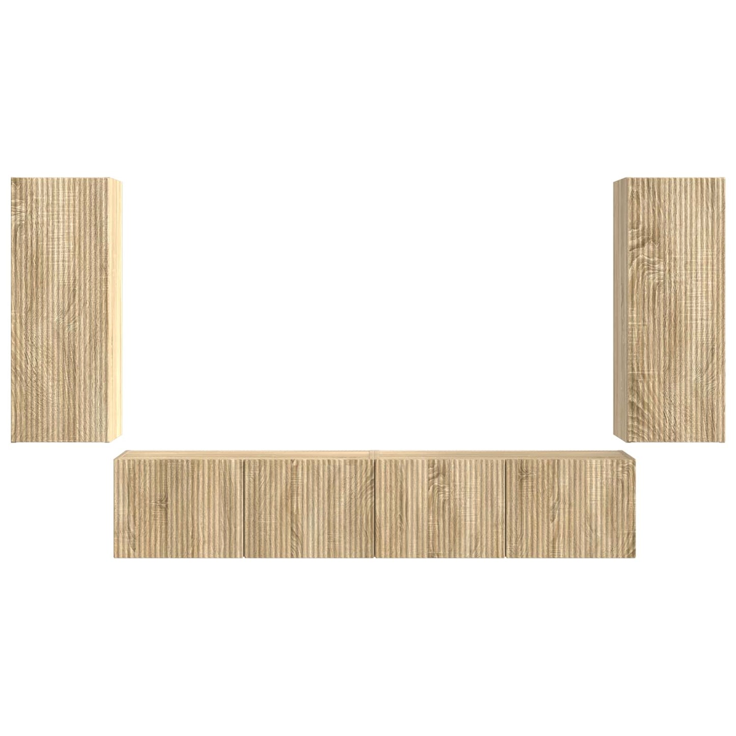 TV Wandkast Set Wandgemonteerd 4 pcs Sonoma Eiken Bewerkt hout is nu te koop bij PeponiXL, paradijselijk wonen!
