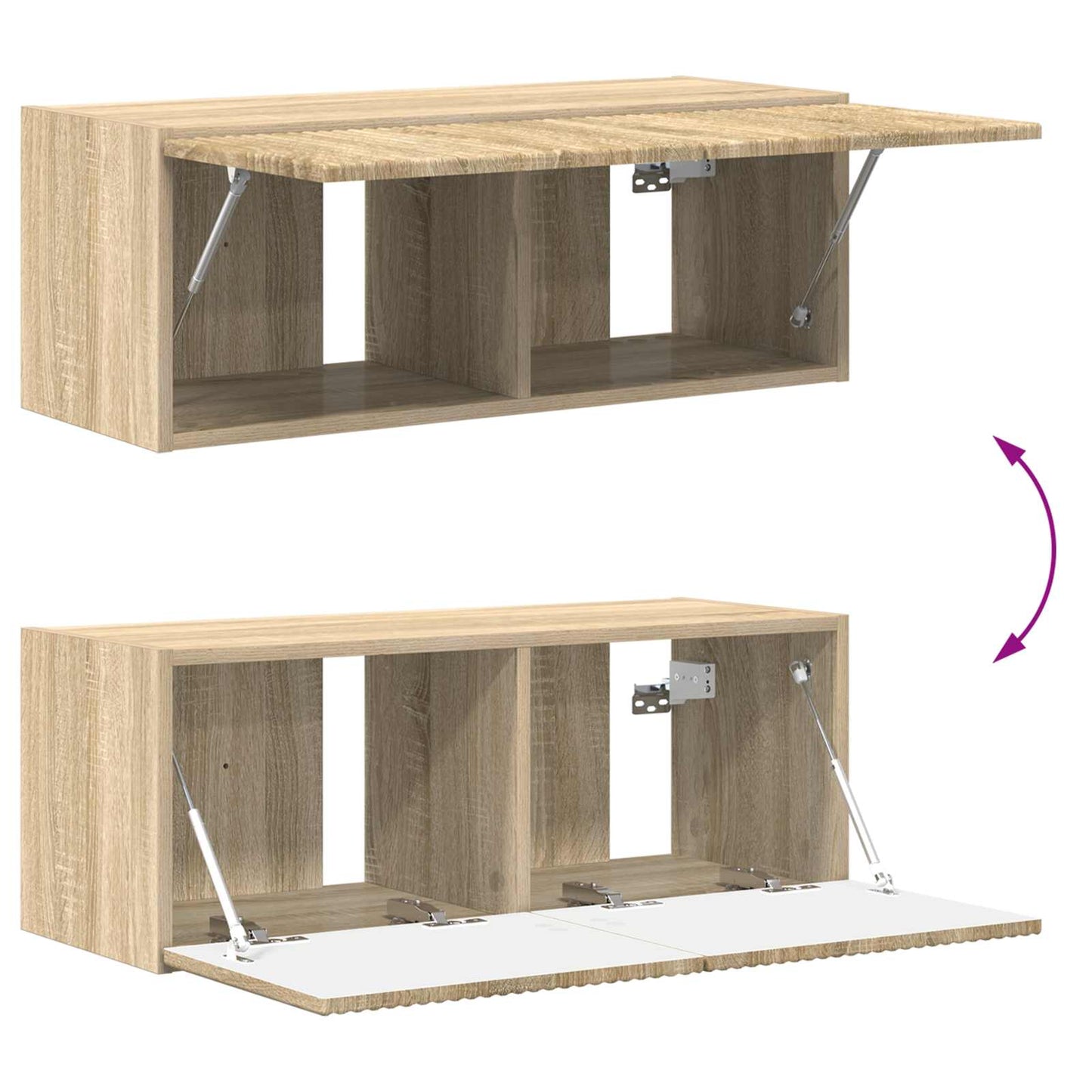 TV Wandkast Set Wandgemonteerd 4 pcs Sonoma Eiken Bewerkt hout is nu te koop bij PeponiXL, paradijselijk wonen!
