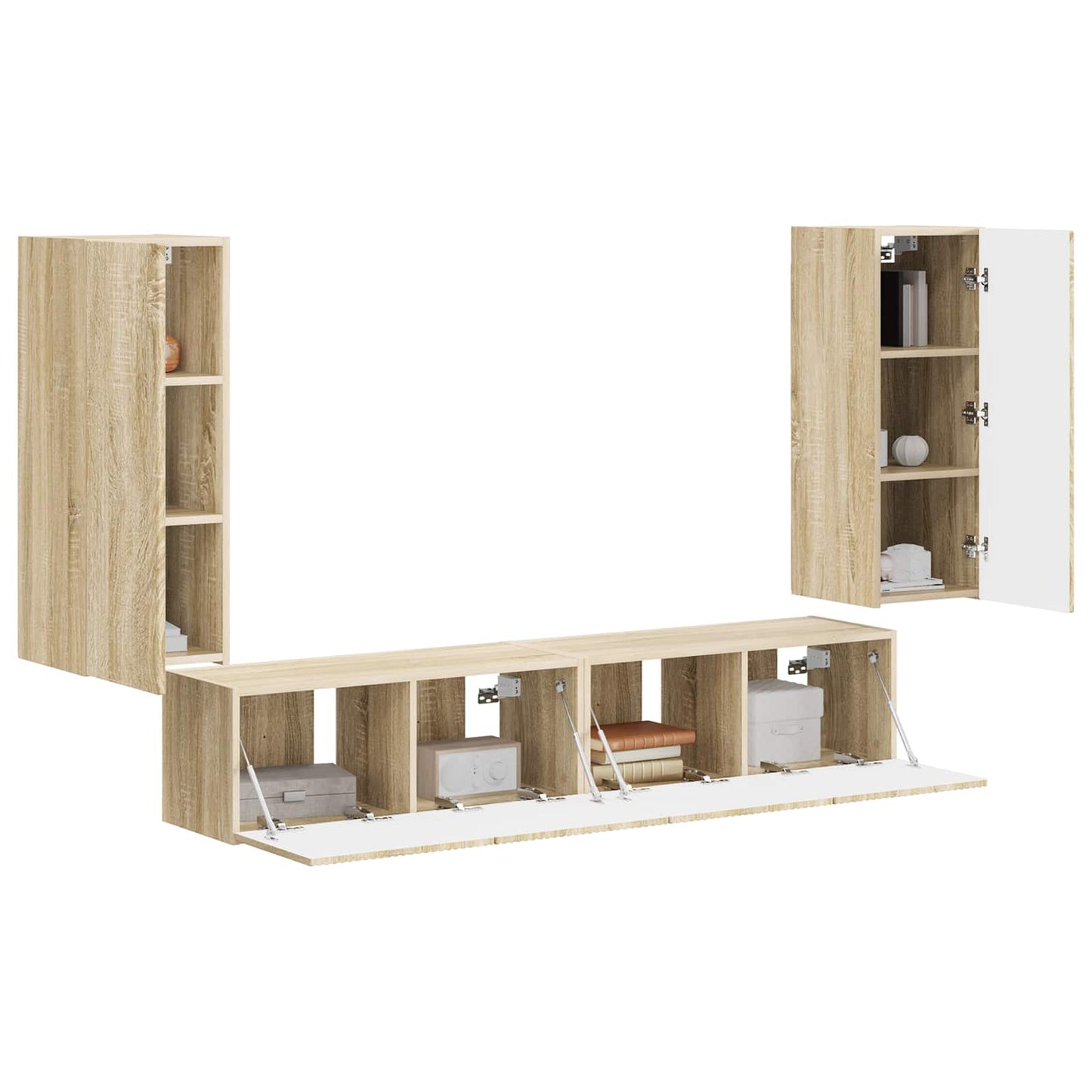 TV Wandkast Set Wandgemonteerd 4 pcs Sonoma Eiken Bewerkt hout is nu te koop bij PeponiXL, paradijselijk wonen!