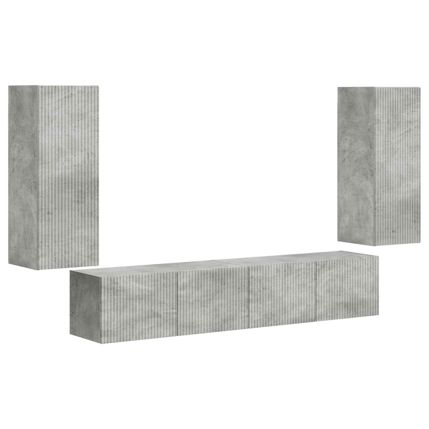 TV Wandkast Set Wandgemonteerd 4 pcs Beton Grijs Bewerkt hout is nu te koop bij PeponiXL, paradijselijk wonen!