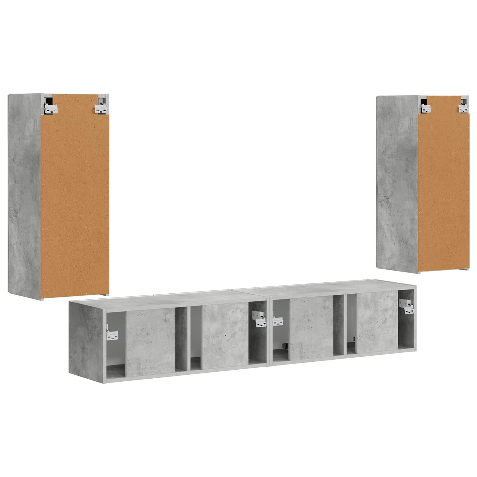 TV Wandkast Set Wandgemonteerd 4 pcs Beton Grijs Bewerkt hout is nu te koop bij PeponiXL, paradijselijk wonen!