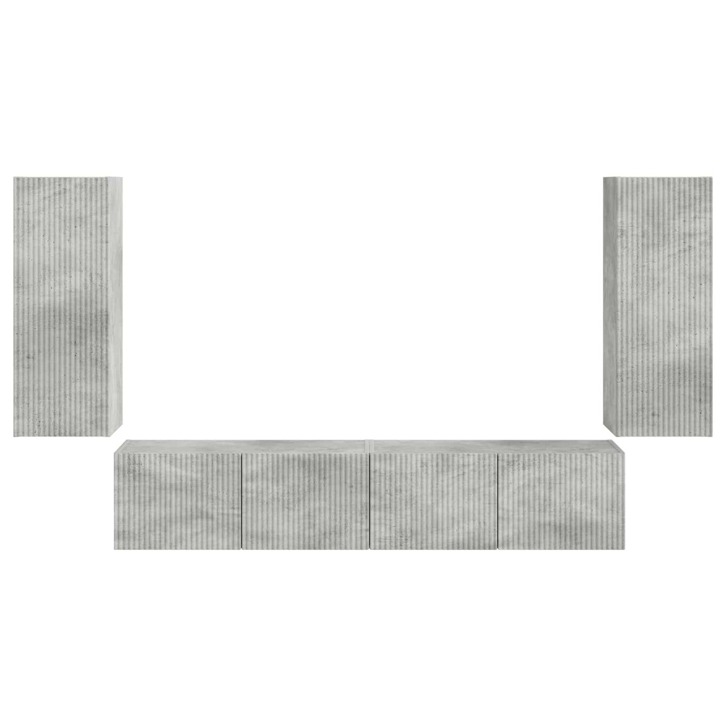 TV Wandkast Set Wandgemonteerd 4 pcs Beton Grijs Bewerkt hout is nu te koop bij PeponiXL, paradijselijk wonen!