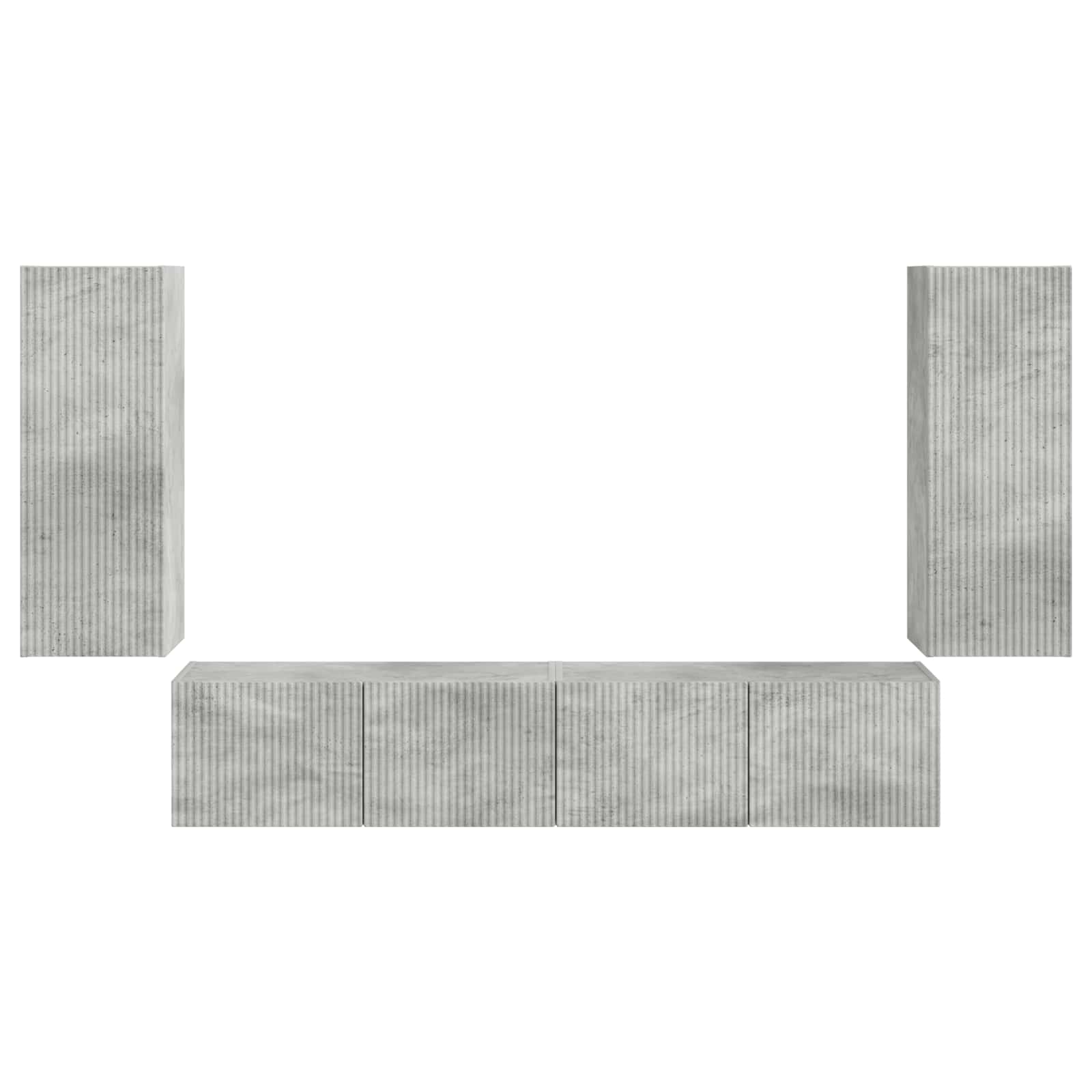 TV Wandkast Set Wandgemonteerd 4 pcs Beton Grijs Bewerkt hout is nu te koop bij PeponiXL, paradijselijk wonen!