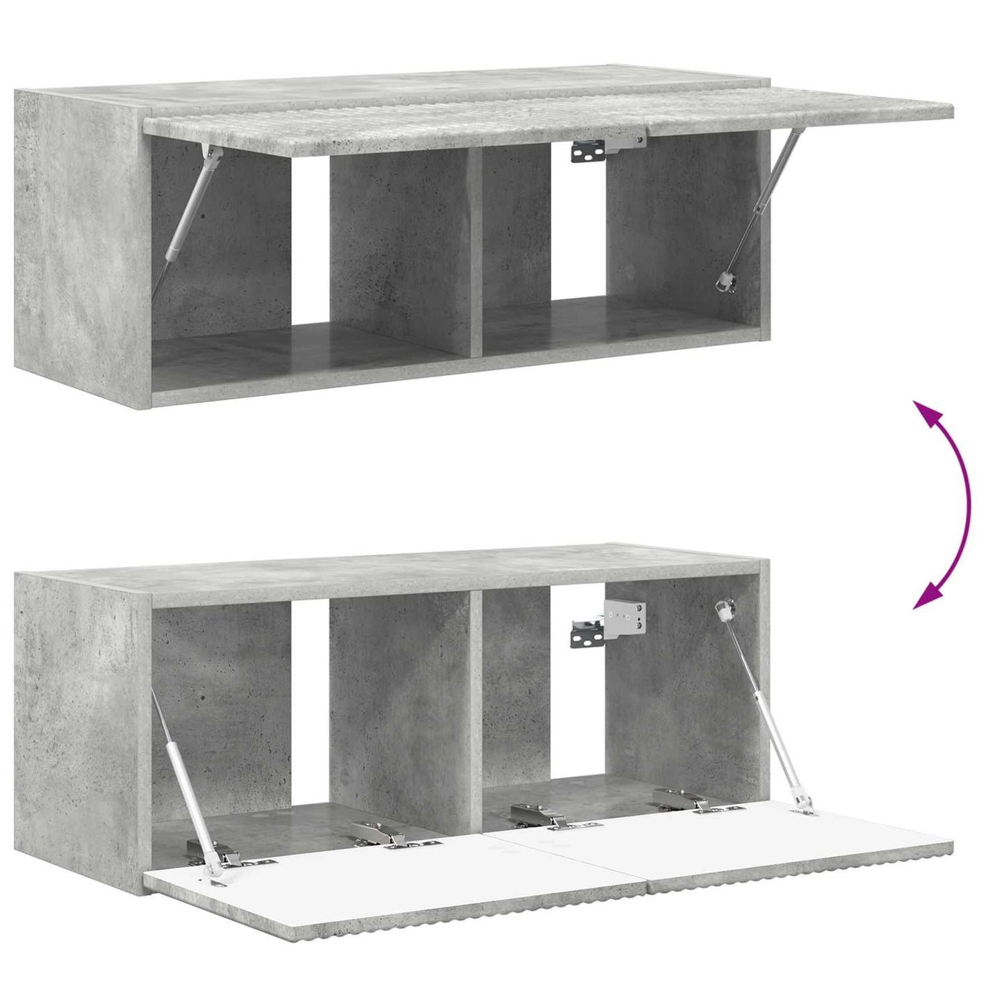 TV Wandkast Set Wandgemonteerd 4 pcs Beton Grijs Bewerkt hout is nu te koop bij PeponiXL, paradijselijk wonen!