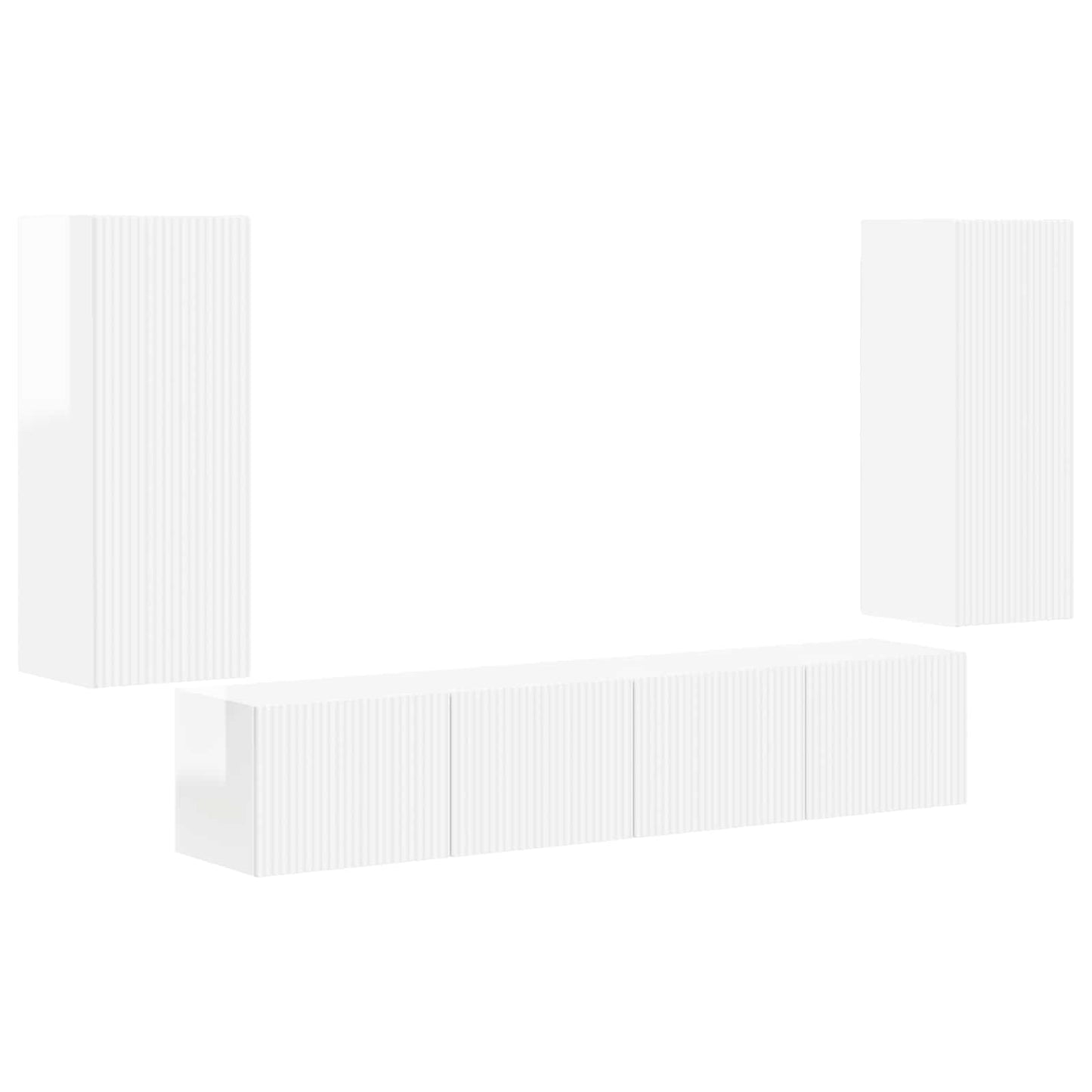 TV Wandkast Set Wandgemonteerd 4 pcs Hoogglans wit Bewerkt hout is nu te koop bij PeponiXL, paradijselijk wonen!