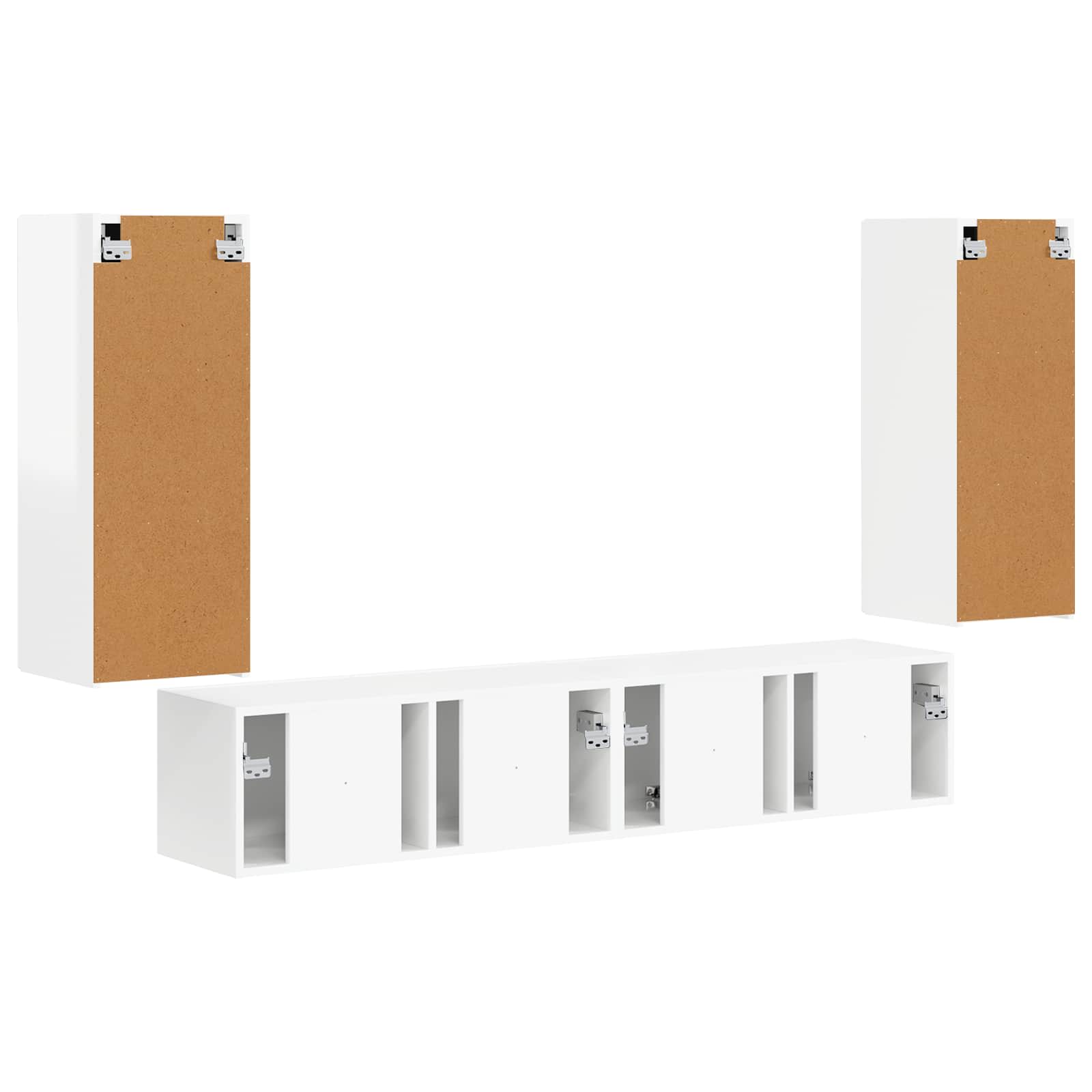 TV Wandkast Set Wandgemonteerd 4 pcs Hoogglans wit Bewerkt hout is nu te koop bij PeponiXL, paradijselijk wonen!