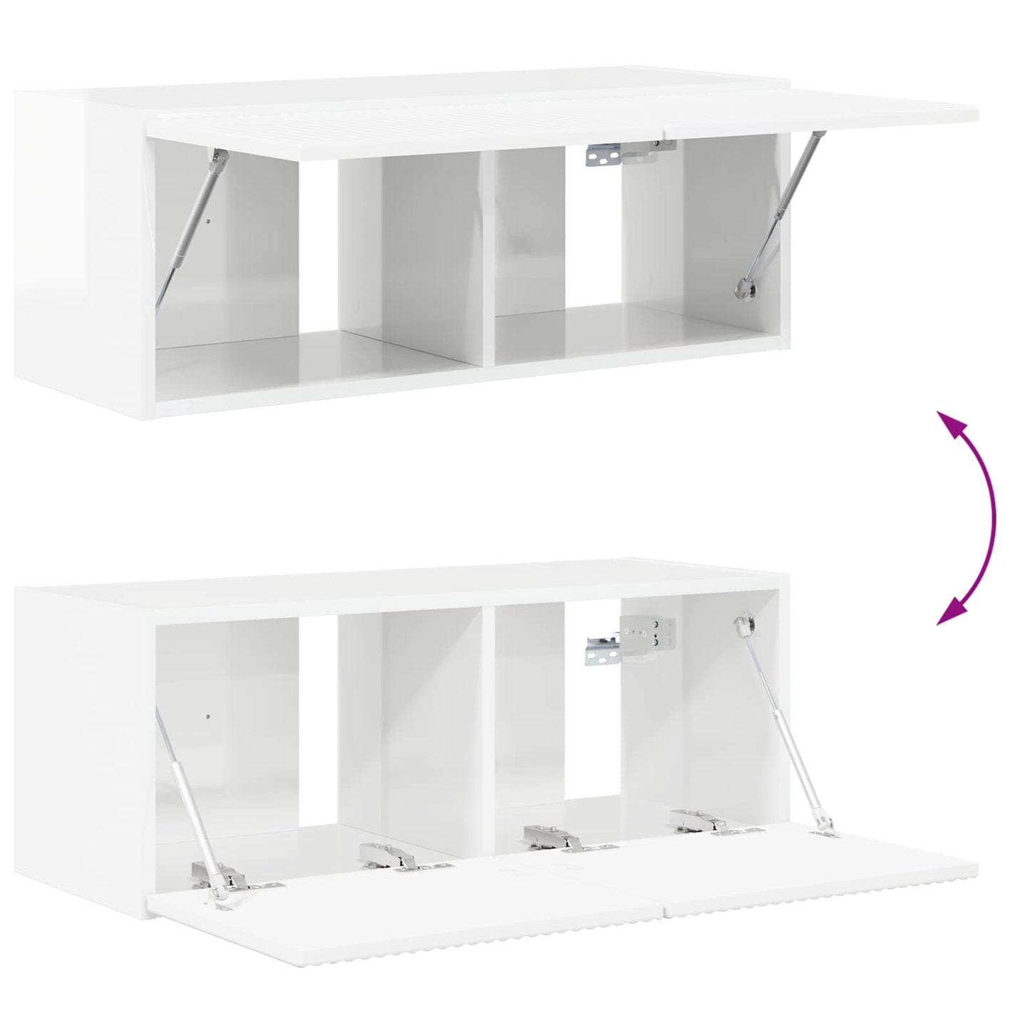 TV Wandkast Set Wandgemonteerd 4 pcs Hoogglans wit Bewerkt hout is nu te koop bij PeponiXL, paradijselijk wonen!
