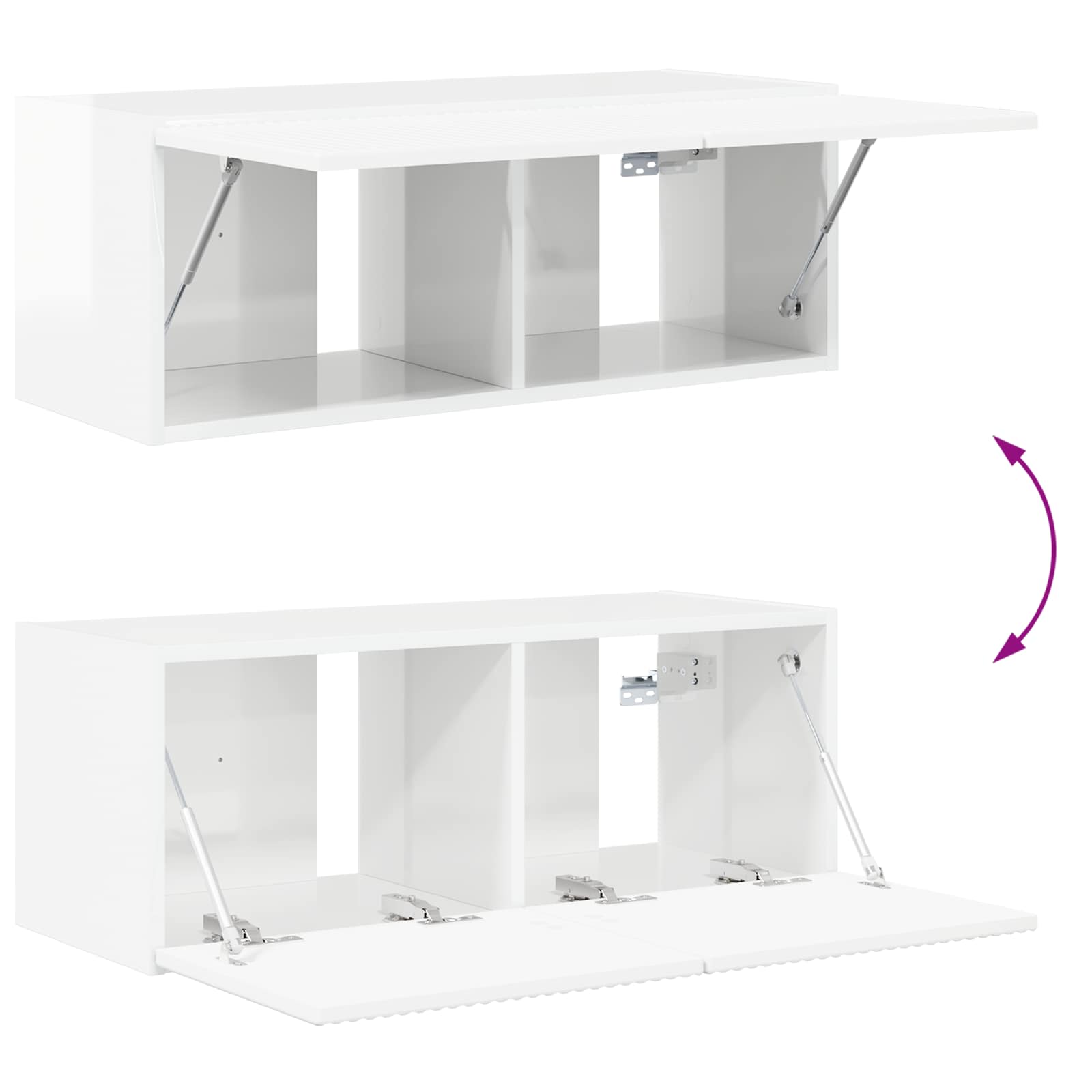 TV Wandkast Set Wandgemonteerd 4 pcs Hoogglans wit Bewerkt hout is nu te koop bij PeponiXL, paradijselijk wonen!