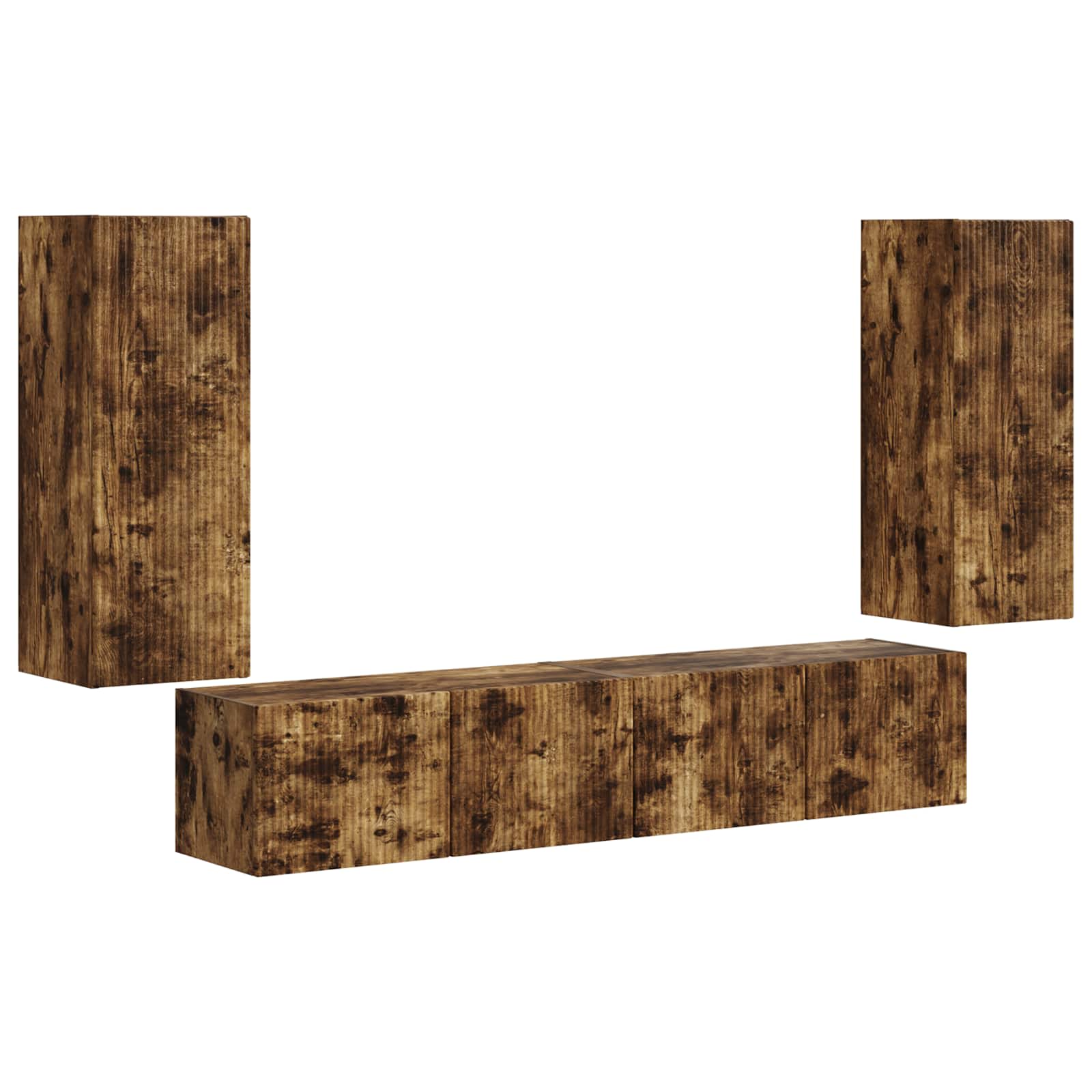 TV Wandkast Set Wandgemonteerd 4 pcs Gerookt eiken Bewerkt hout is nu te koop bij PeponiXL, paradijselijk wonen!