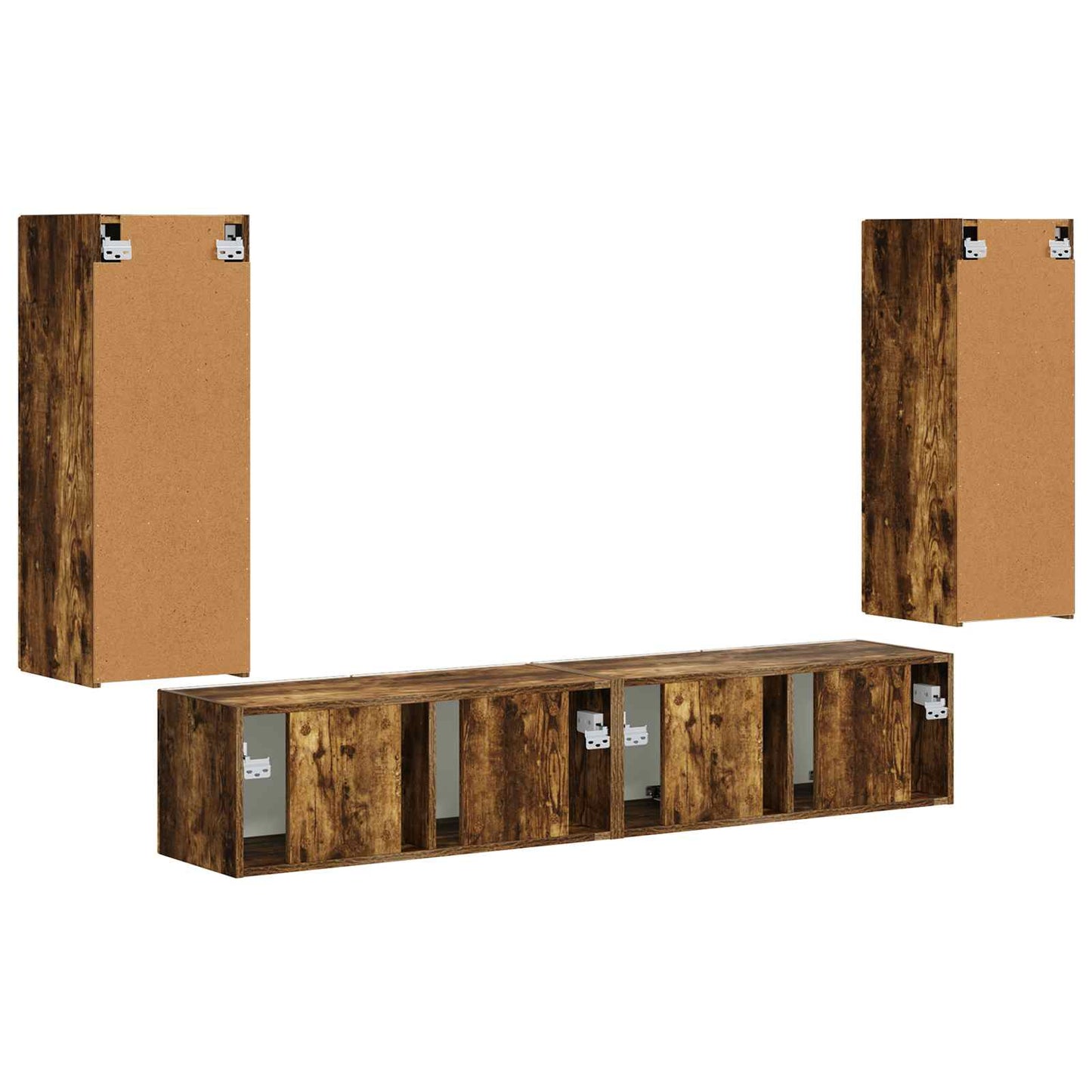 TV Wandkast Set Wandgemonteerd 4 pcs Gerookt eiken Bewerkt hout is nu te koop bij PeponiXL, paradijselijk wonen!