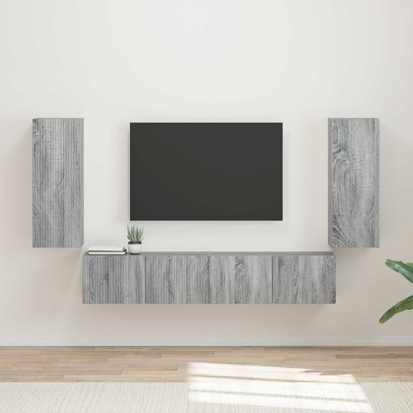 TV Wandkast Set Wandgemonteerd 4 pcs Grijs Sonoma Bewerkt hout is nu te koop bij PeponiXL, paradijselijk wonen!