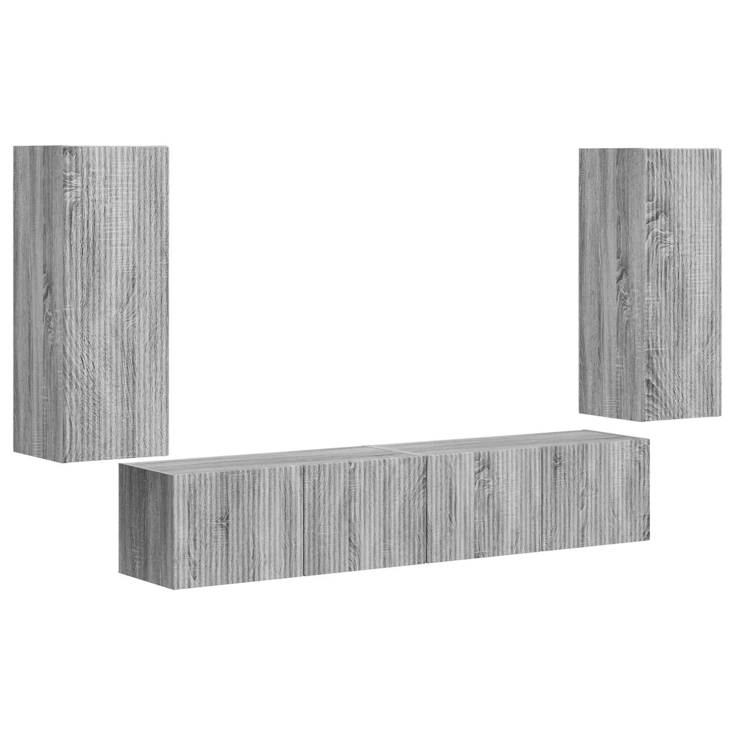 TV Wandkast Set Wandgemonteerd 4 pcs Grijs Sonoma Bewerkt hout is nu te koop bij PeponiXL, paradijselijk wonen!