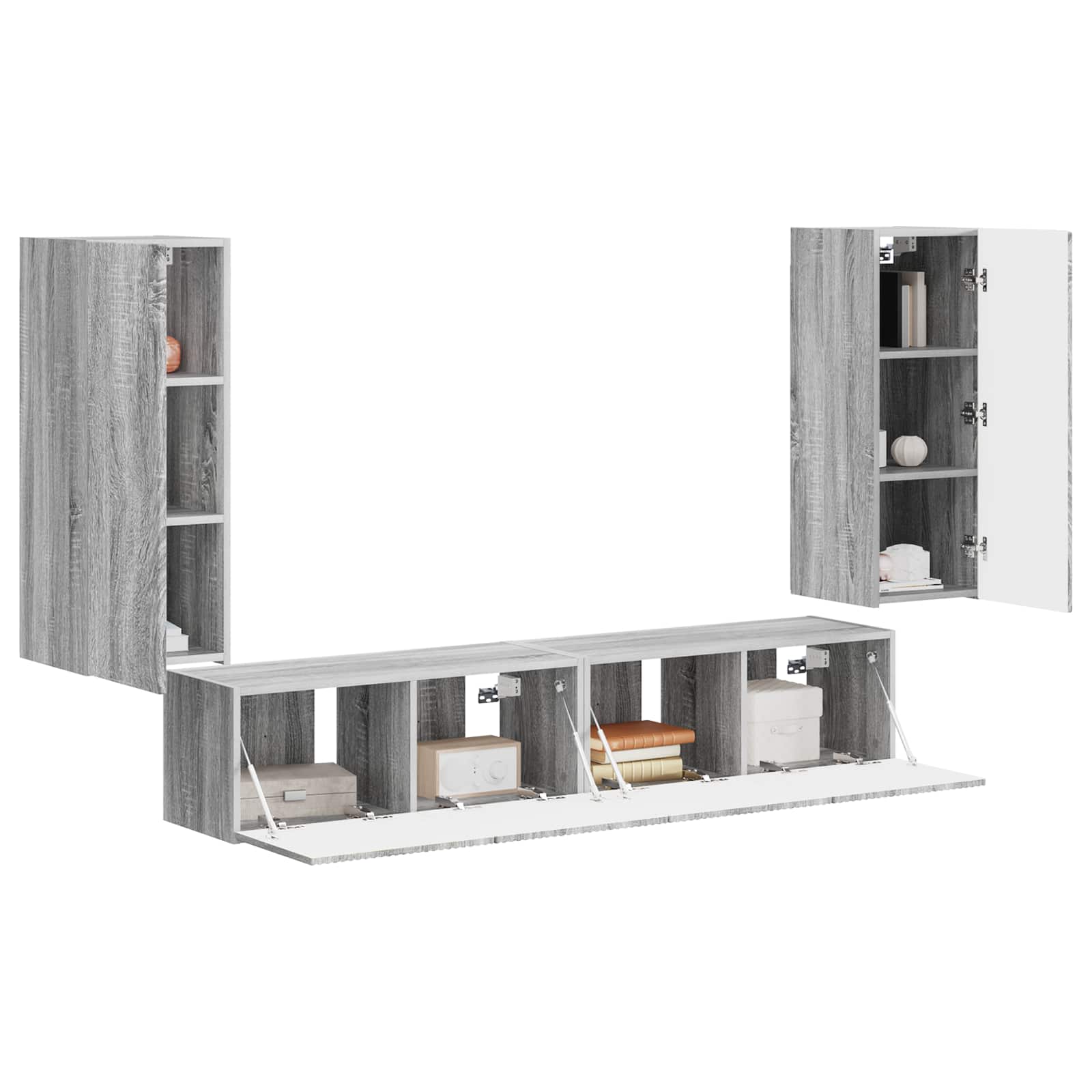 TV Wandkast Set Wandgemonteerd 4 pcs Grijs Sonoma Bewerkt hout is nu te koop bij PeponiXL, paradijselijk wonen!