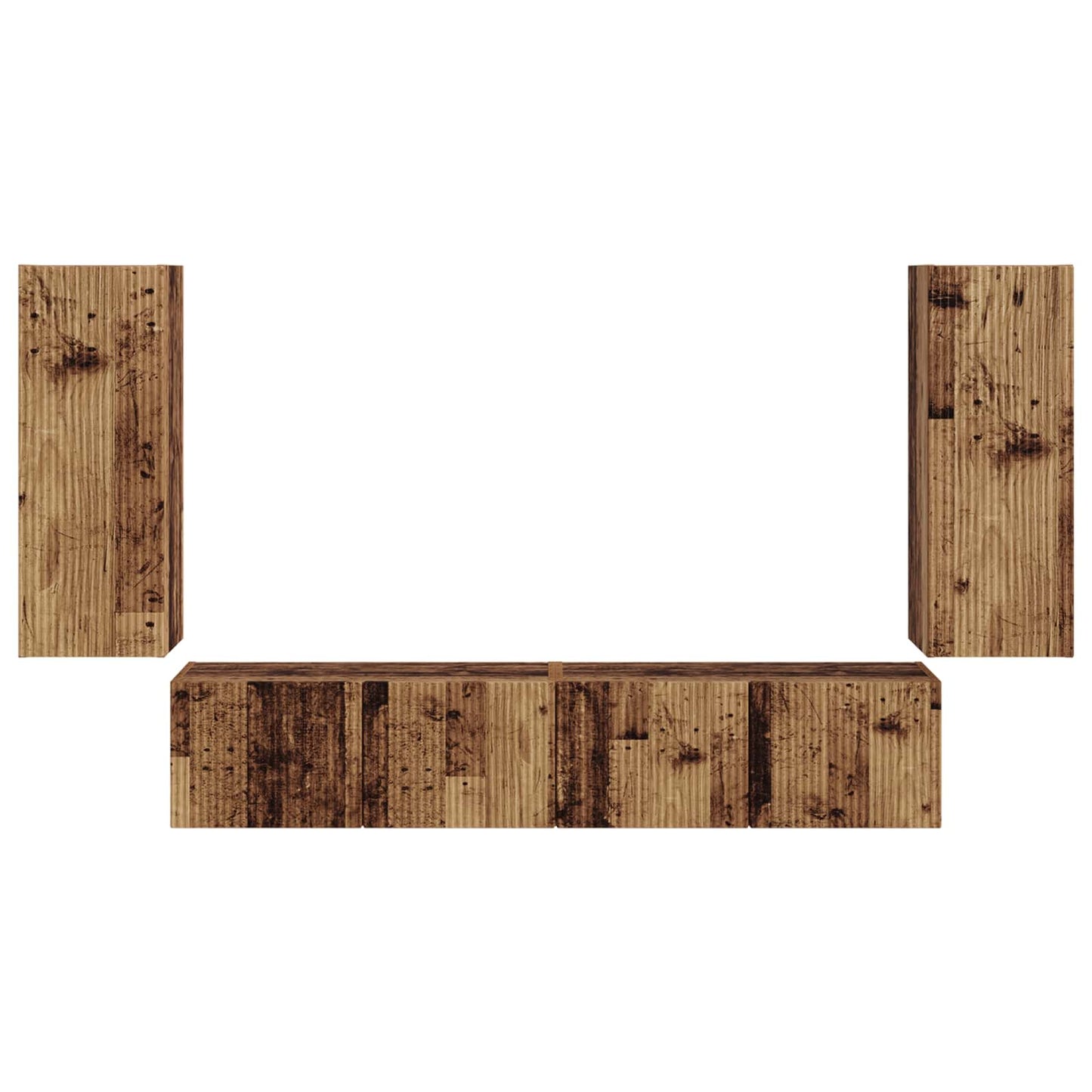 TV Wandkast Set Wandgemonteerd 4 pcs Oudhout Bewerkt hout is nu te koop bij PeponiXL, paradijselijk wonen!
