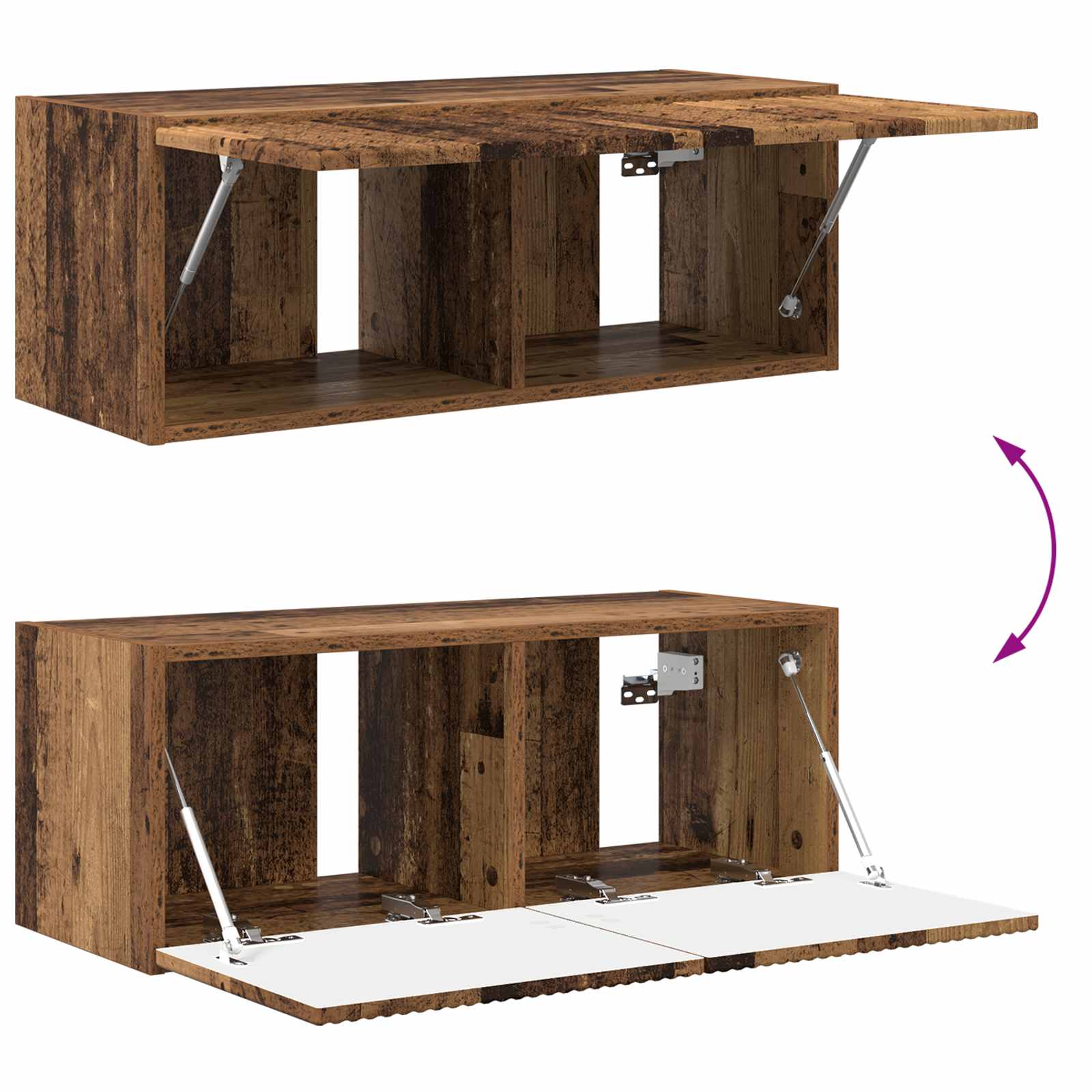 TV Wandkast Set Wandgemonteerd 4 pcs Oudhout Bewerkt hout is nu te koop bij PeponiXL, paradijselijk wonen!