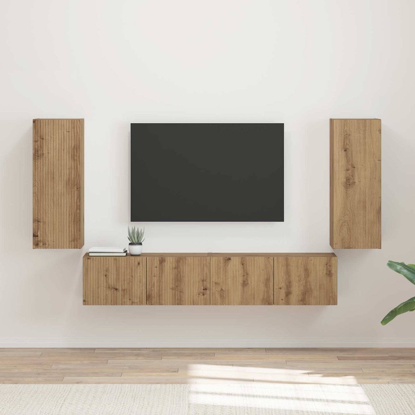 TV Wandkast Set Wandgemonteerd 4 pcs Artisan Eiken Bewerkt hout is nu te koop bij PeponiXL, paradijselijk wonen!