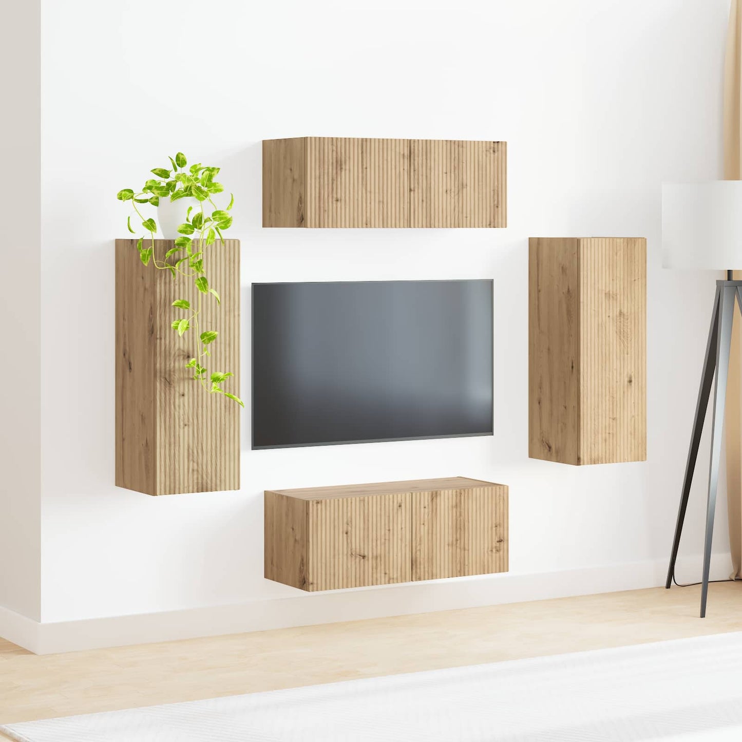 TV Wandkast Set Wandgemonteerd 4 pcs Artisan Eiken Bewerkt hout is nu te koop bij PeponiXL, paradijselijk wonen!