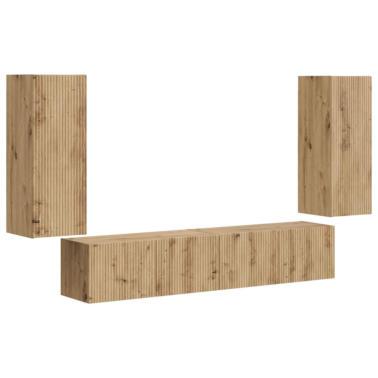 TV Wandkast Set Wandgemonteerd 4 pcs Artisan Eiken Bewerkt hout is nu te koop bij PeponiXL, paradijselijk wonen!