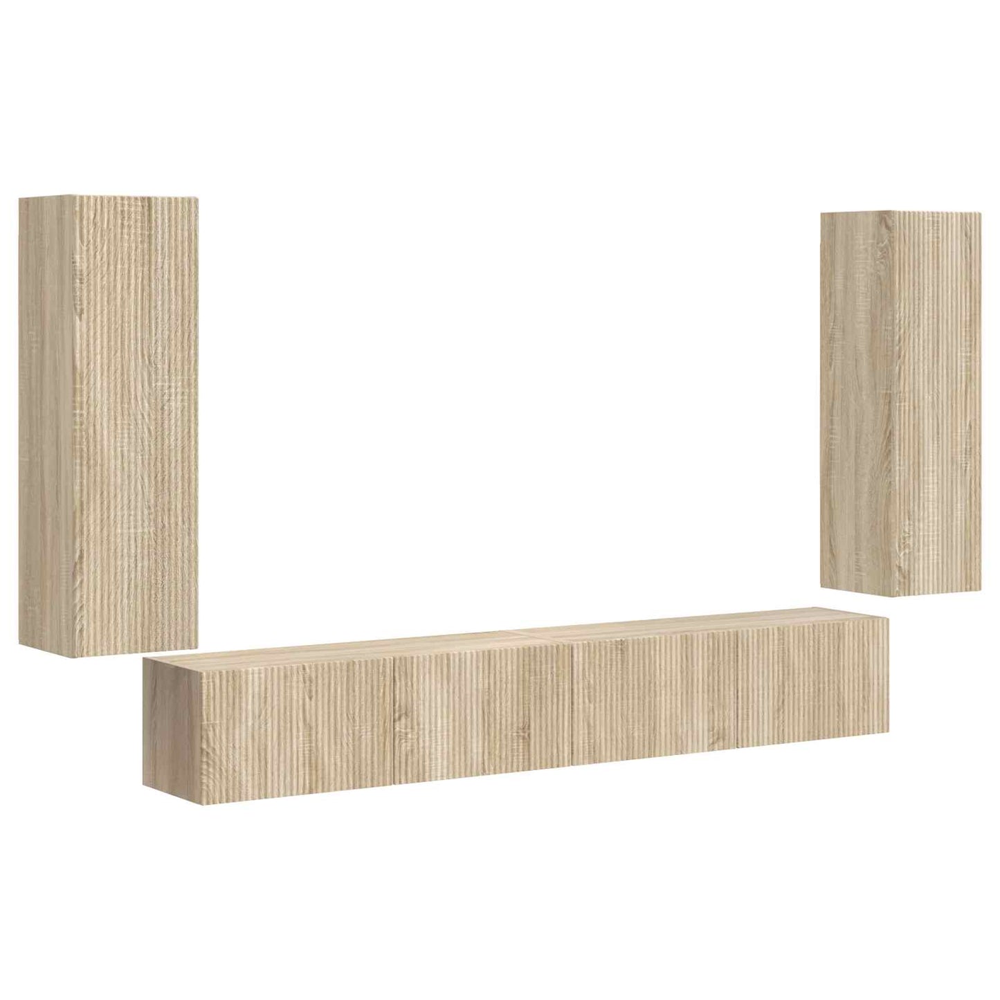 TV Wandkast Set Wandgemonteerd 4 pcs Sonoma Eiken Bewerkt hout is nu te koop bij PeponiXL, paradijselijk wonen!
