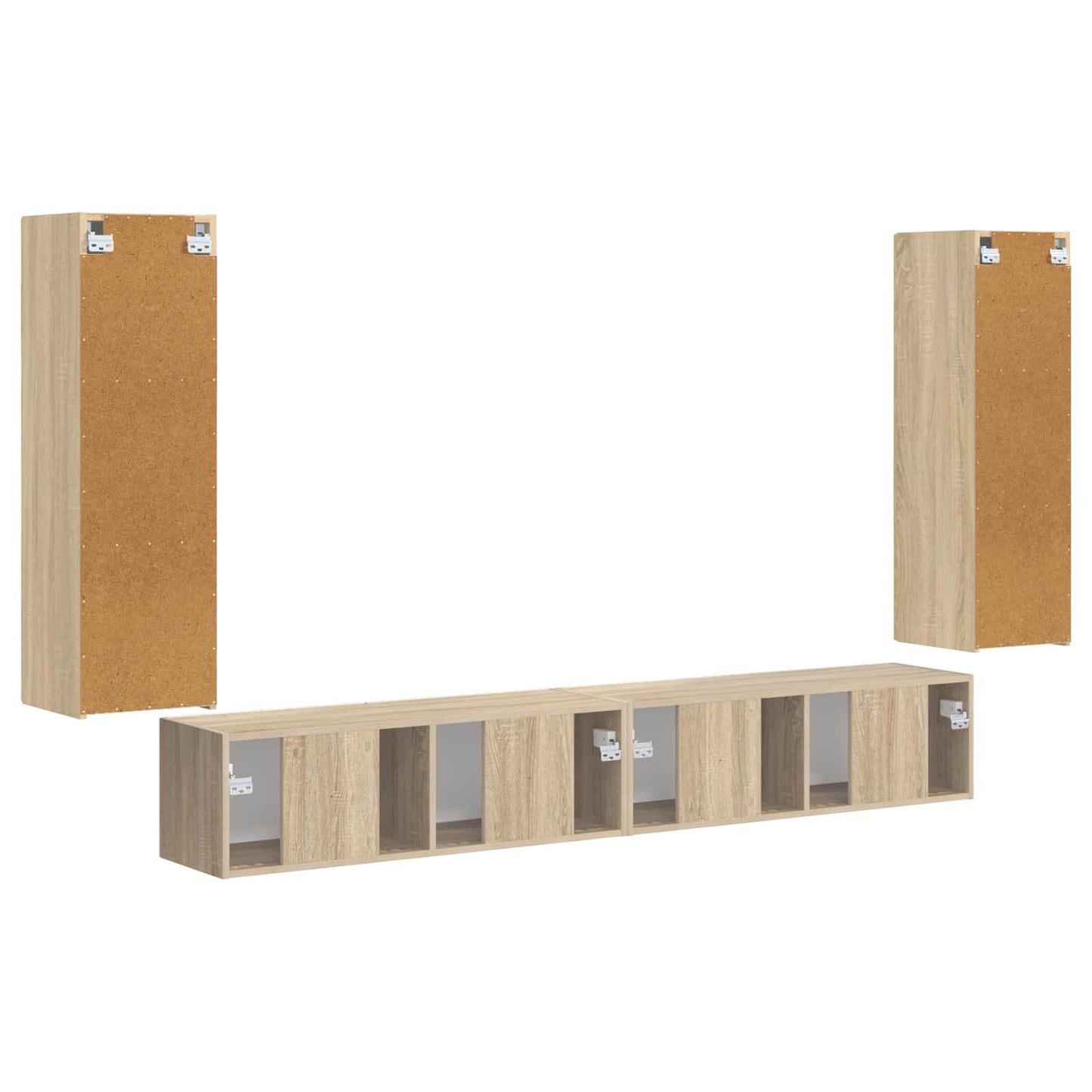 TV Wandkast Set Wandgemonteerd 4 pcs Sonoma Eiken Bewerkt hout is nu te koop bij PeponiXL, paradijselijk wonen!
