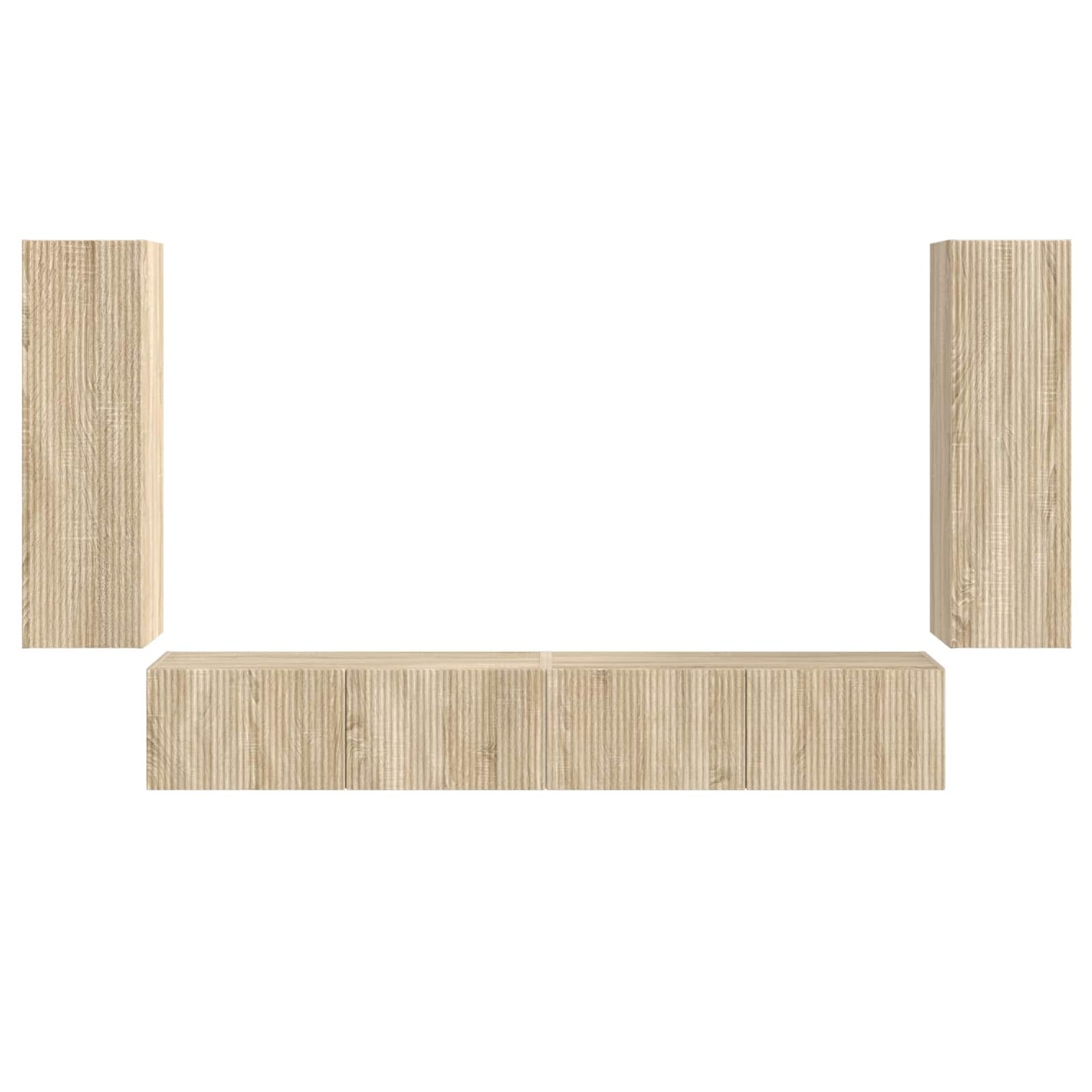 TV Wandkast Set Wandgemonteerd 4 pcs Sonoma Eiken Bewerkt hout is nu te koop bij PeponiXL, paradijselijk wonen!
