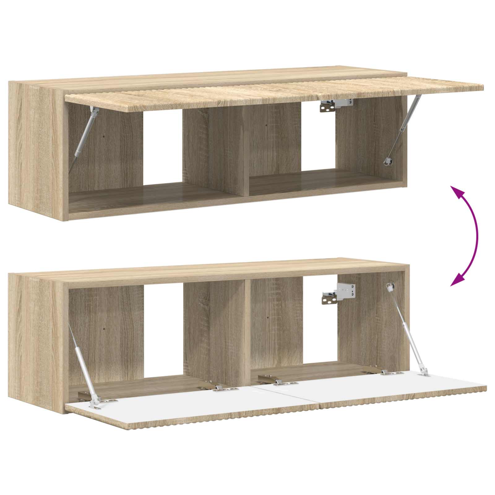 TV Wandkast Set Wandgemonteerd 4 pcs Sonoma Eiken Bewerkt hout is nu te koop bij PeponiXL, paradijselijk wonen!