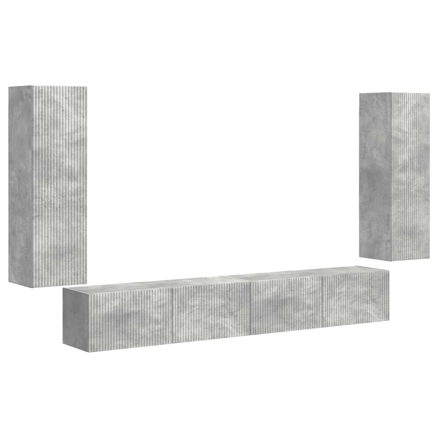 TV Wandkast Set Wandgemonteerd 4 pcs Beton Grijs Bewerkt hout is nu te koop bij PeponiXL, paradijselijk wonen!