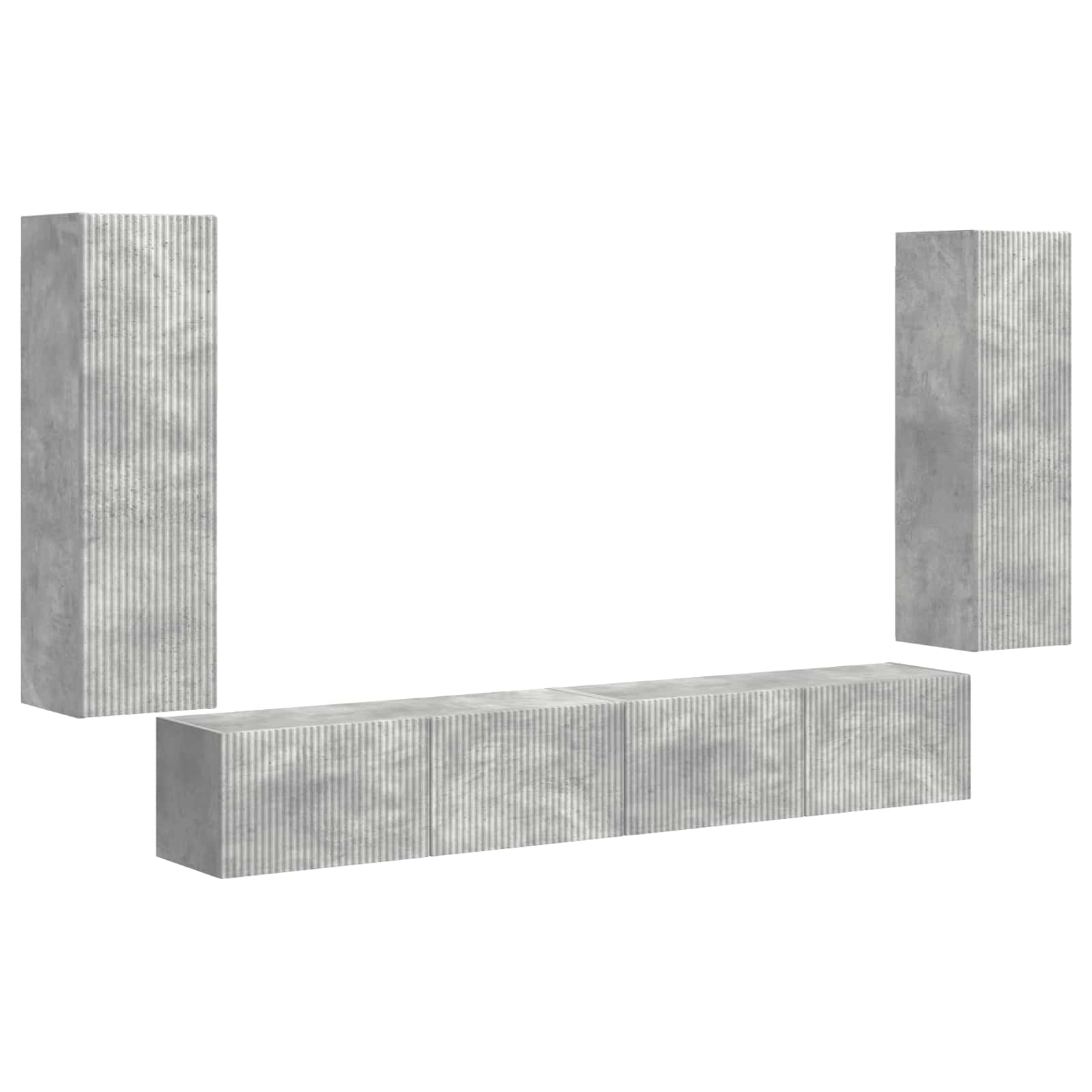 TV Wandkast Set Wandgemonteerd 4 pcs Beton Grijs Bewerkt hout is nu te koop bij PeponiXL, paradijselijk wonen!