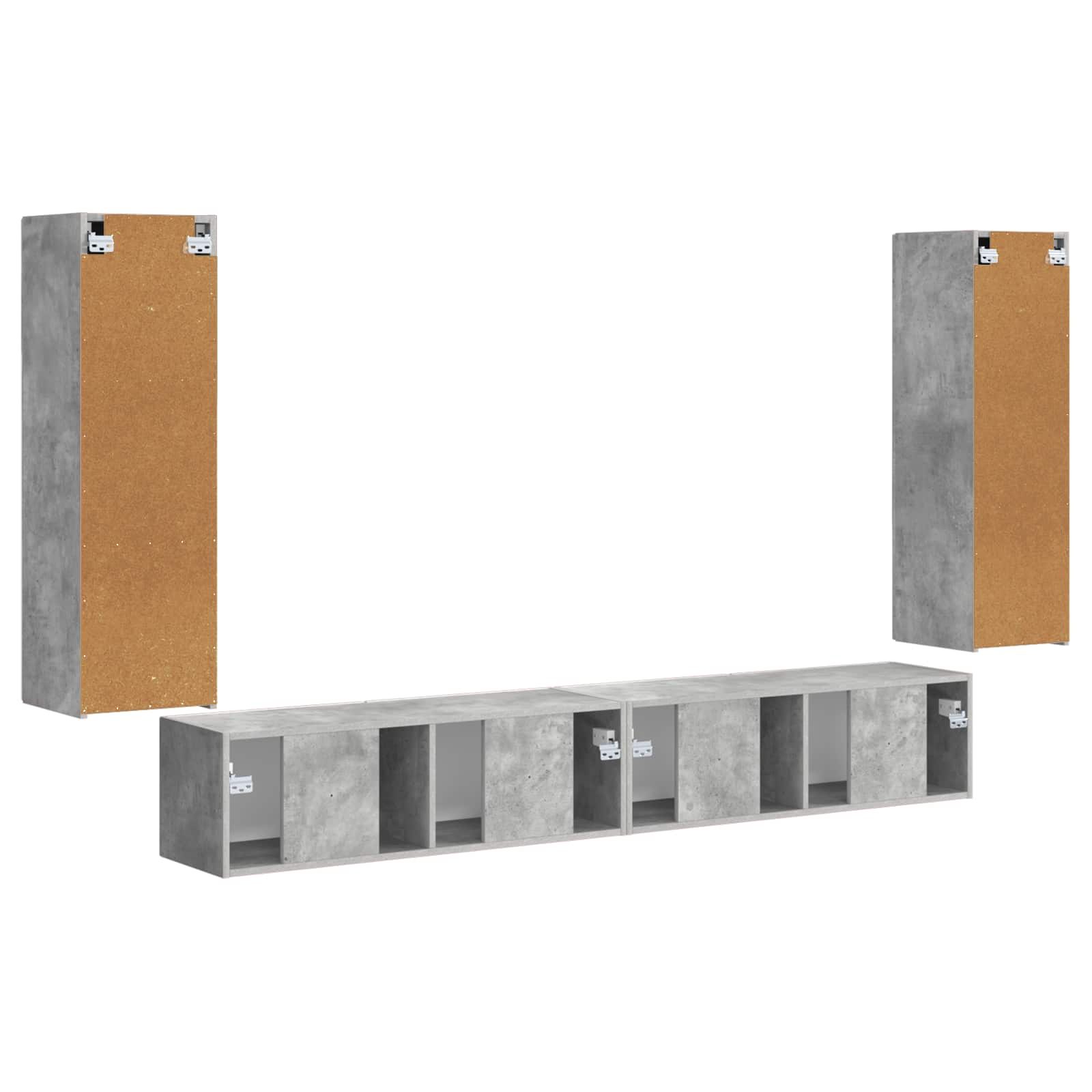 TV Wandkast Set Wandgemonteerd 4 pcs Beton Grijs Bewerkt hout is nu te koop bij PeponiXL, paradijselijk wonen!