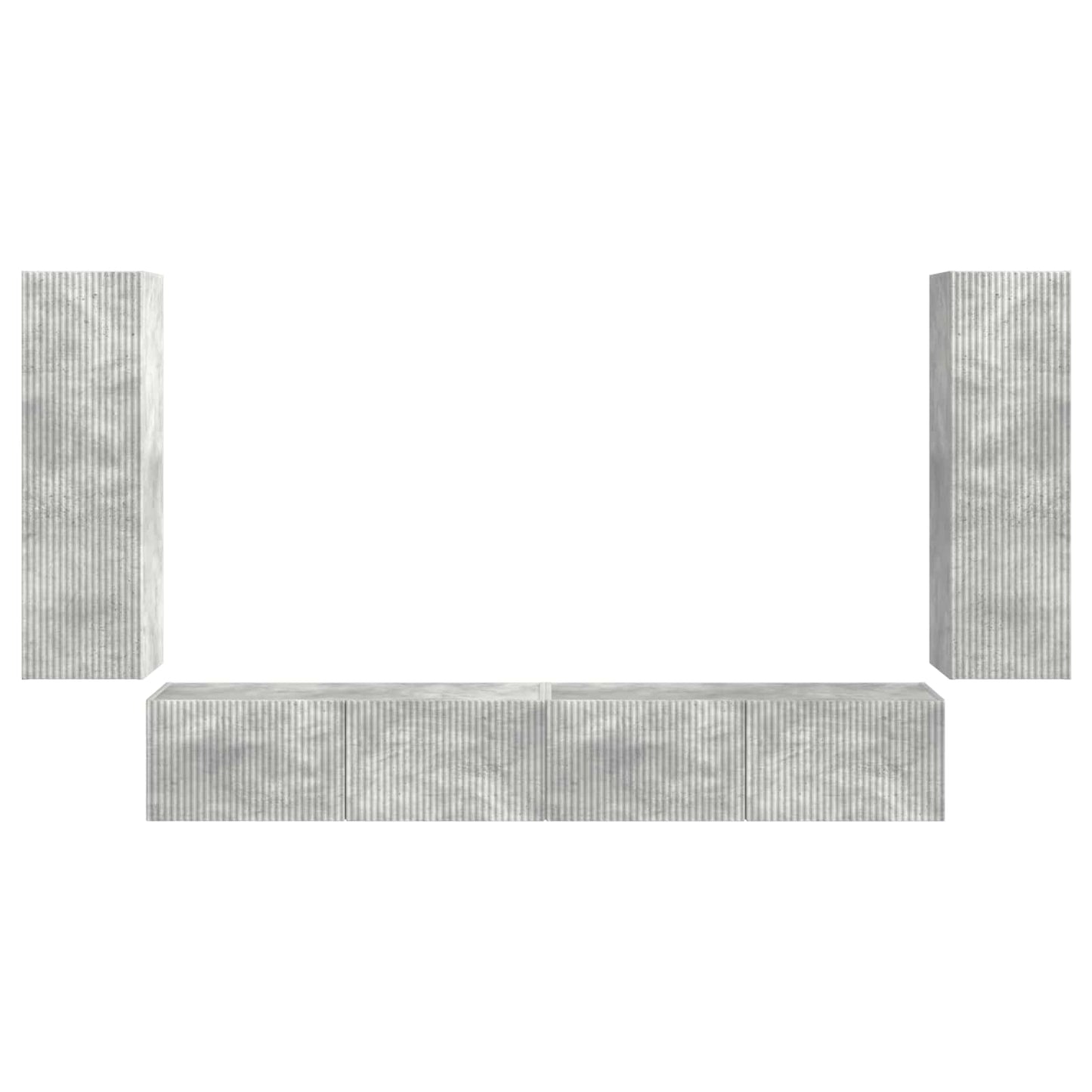 TV Wandkast Set Wandgemonteerd 4 pcs Beton Grijs Bewerkt hout is nu te koop bij PeponiXL, paradijselijk wonen!