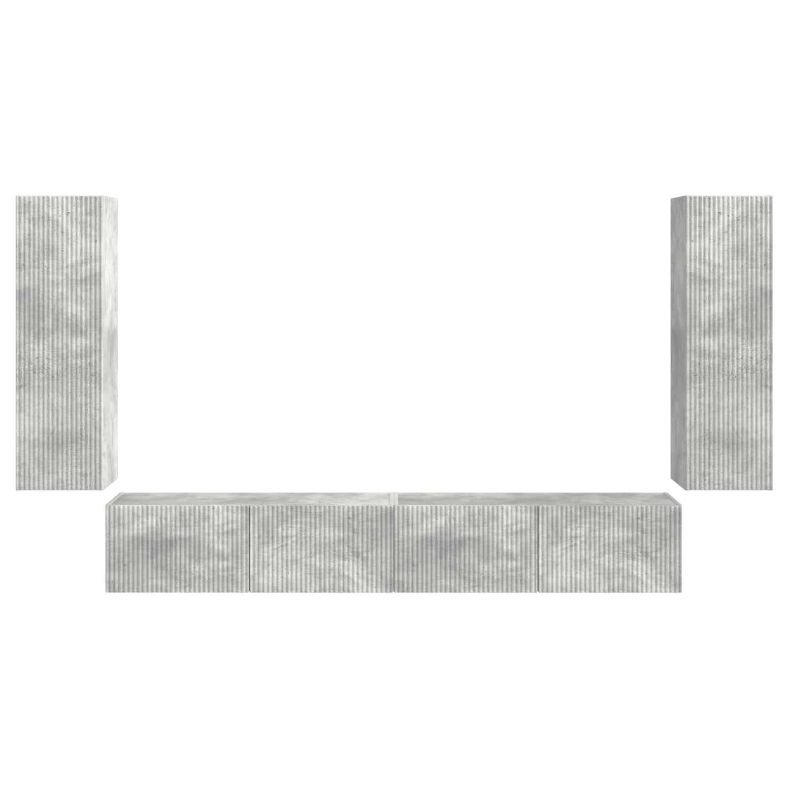 TV Wandkast Set Wandgemonteerd 4 pcs Beton Grijs Bewerkt hout is nu te koop bij PeponiXL, paradijselijk wonen!