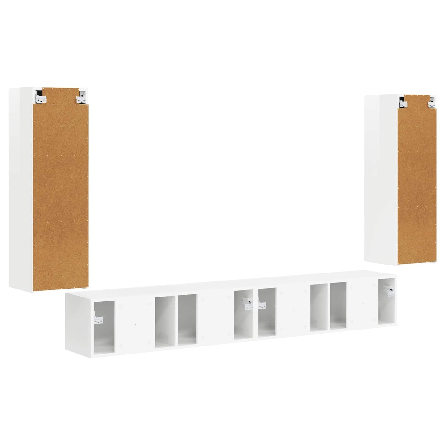 TV Wandkast Set Wandgemonteerd 4 pcs Hoogglans wit Bewerkt hout is nu te koop bij PeponiXL, paradijselijk wonen!