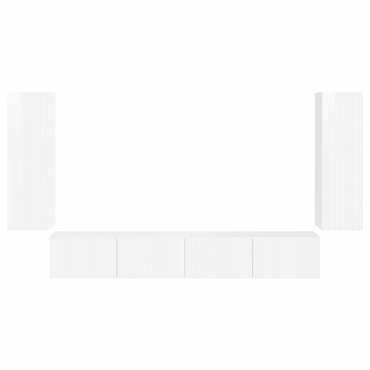 TV Wandkast Set Wandgemonteerd 4 pcs Hoogglans wit Bewerkt hout is nu te koop bij PeponiXL, paradijselijk wonen!