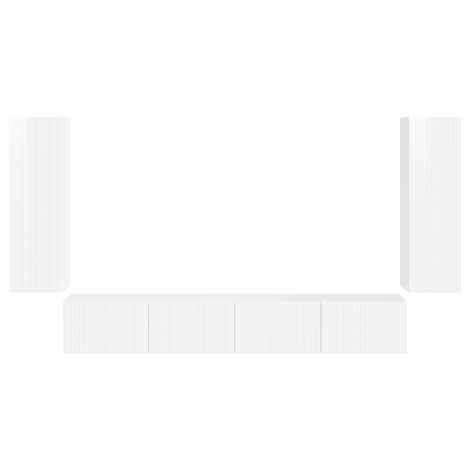 TV Wandkast Set Wandgemonteerd 4 pcs Hoogglans wit Bewerkt hout is nu te koop bij PeponiXL, paradijselijk wonen!