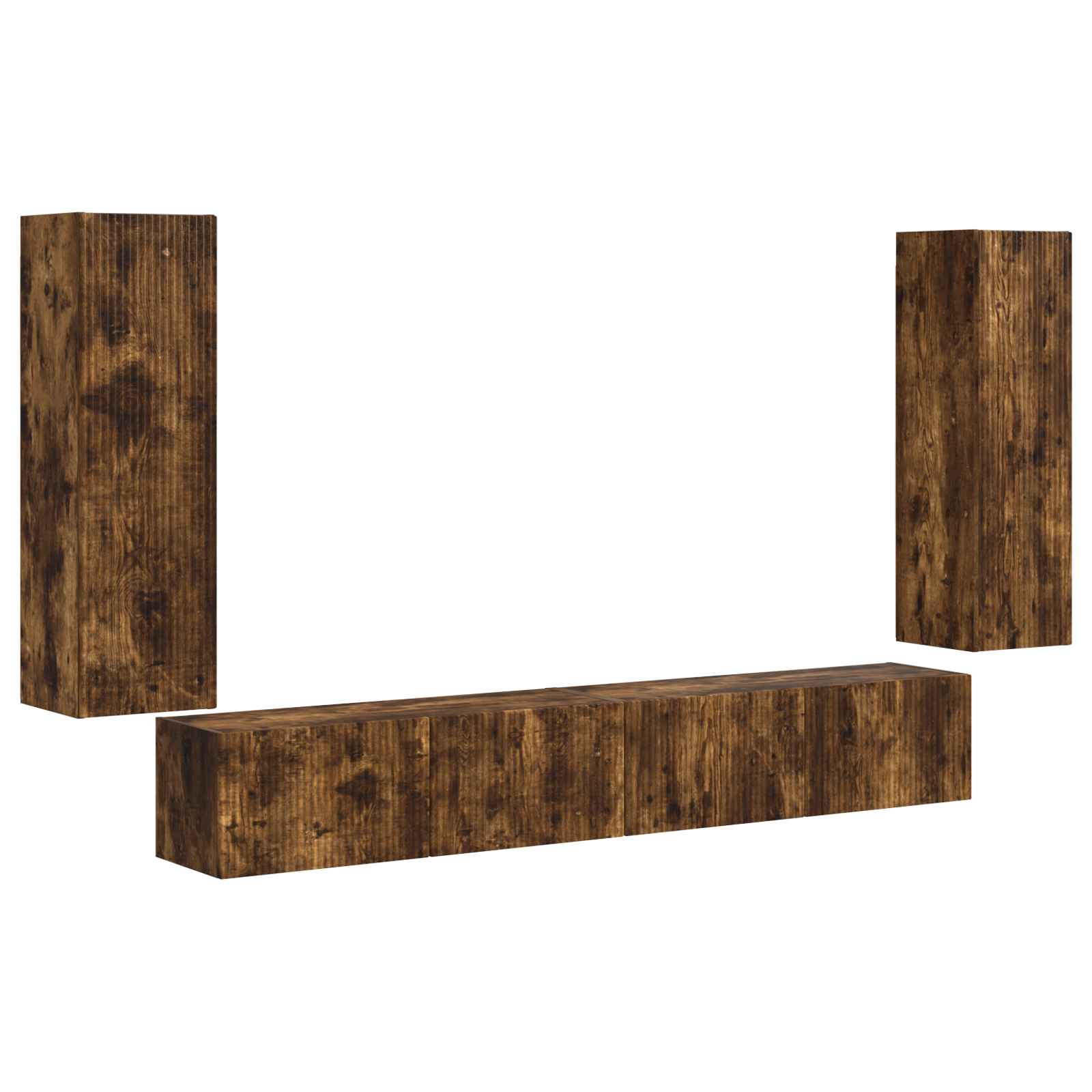 TV Wandkast Set Wandgemonteerd 4 pcs Gerookt eiken Bewerkt hout is nu te koop bij PeponiXL, paradijselijk wonen!