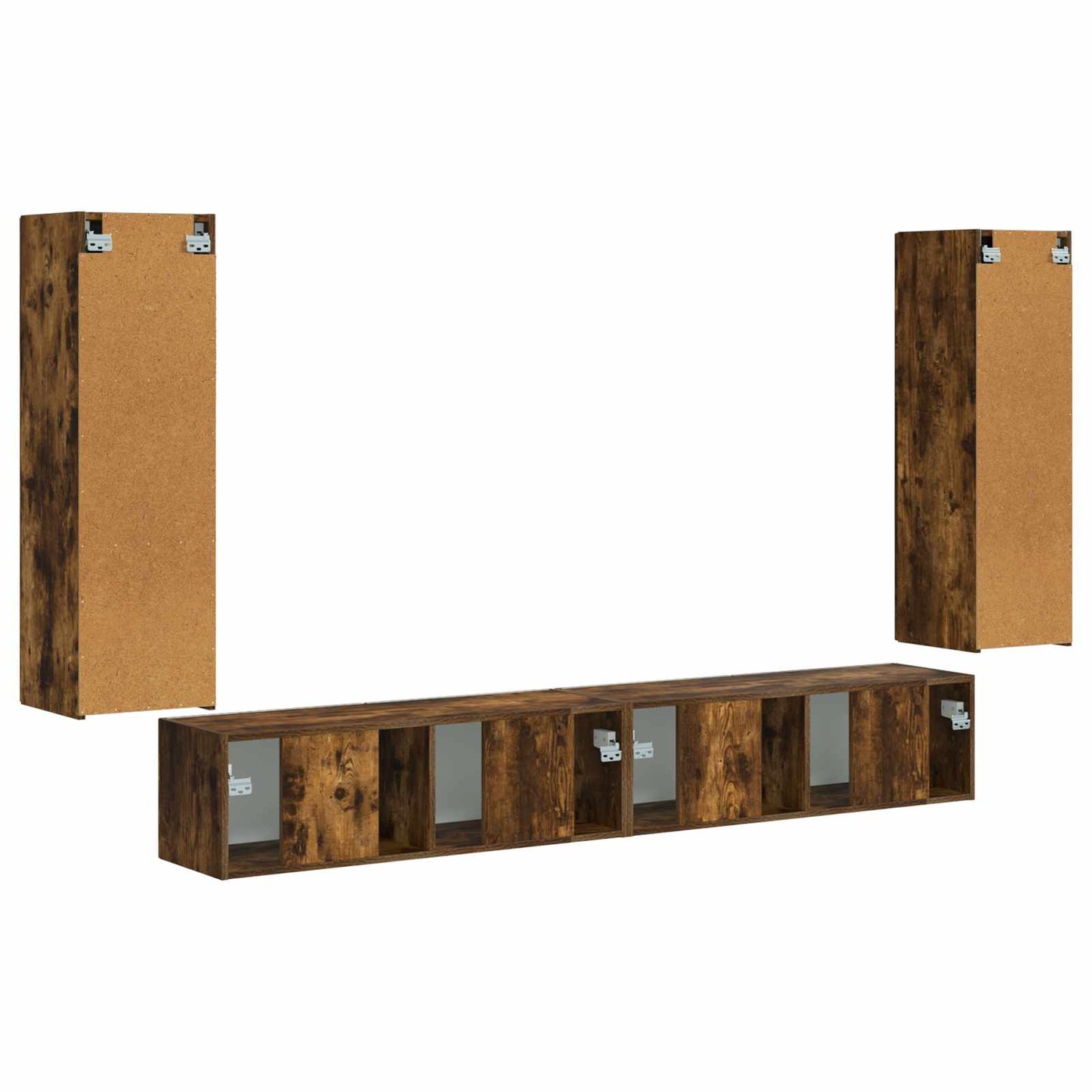 TV Wandkast Set Wandgemonteerd 4 pcs Gerookt eiken Bewerkt hout is nu te koop bij PeponiXL, paradijselijk wonen!
