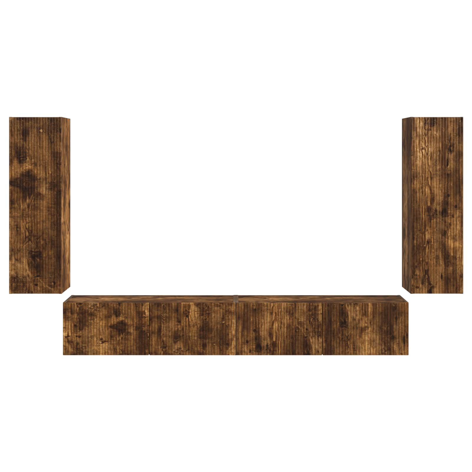TV Wandkast Set Wandgemonteerd 4 pcs Gerookt eiken Bewerkt hout is nu te koop bij PeponiXL, paradijselijk wonen!