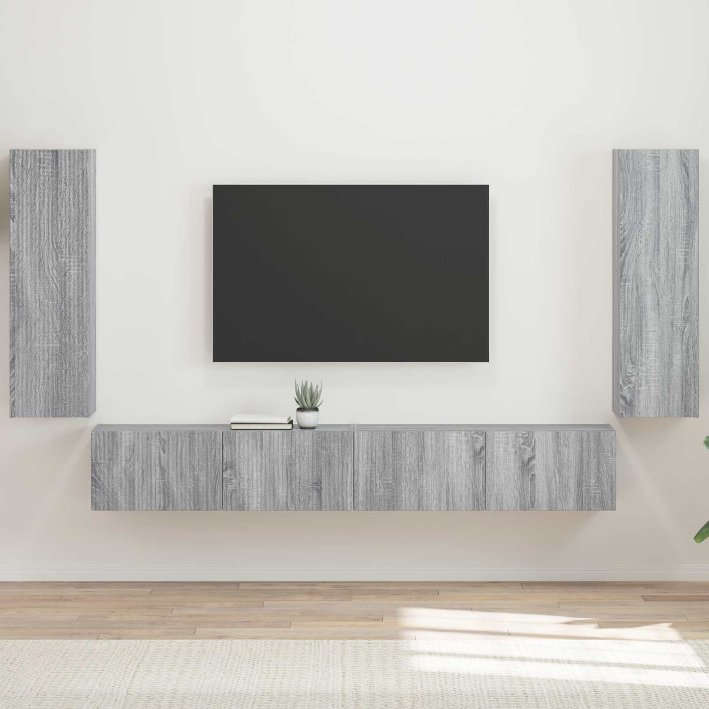 TV Wandkast Set Wandgemonteerd 4 pcs Grijs Sonoma Bewerkt hout is nu te koop bij PeponiXL, paradijselijk wonen!