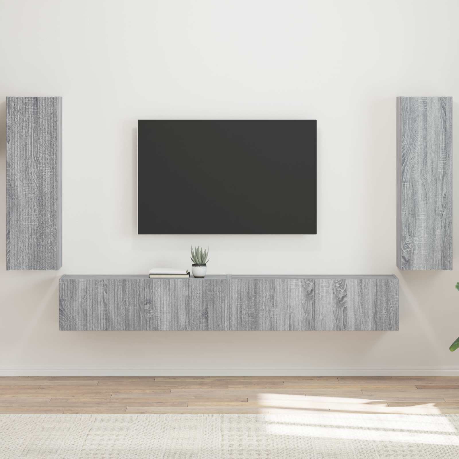 TV Wandkast Set Wandgemonteerd 4 pcs Grijs Sonoma Bewerkt hout is nu te koop bij PeponiXL, paradijselijk wonen!
