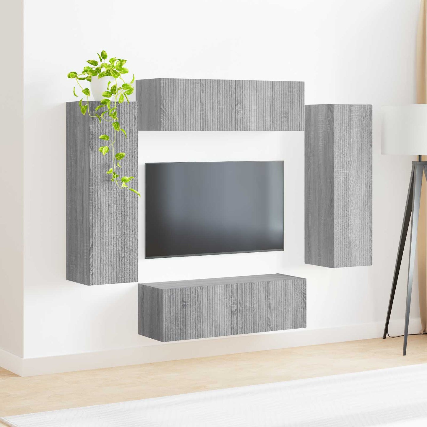 TV Wandkast Set Wandgemonteerd 4 pcs Grijs Sonoma Bewerkt hout is nu te koop bij PeponiXL, paradijselijk wonen!