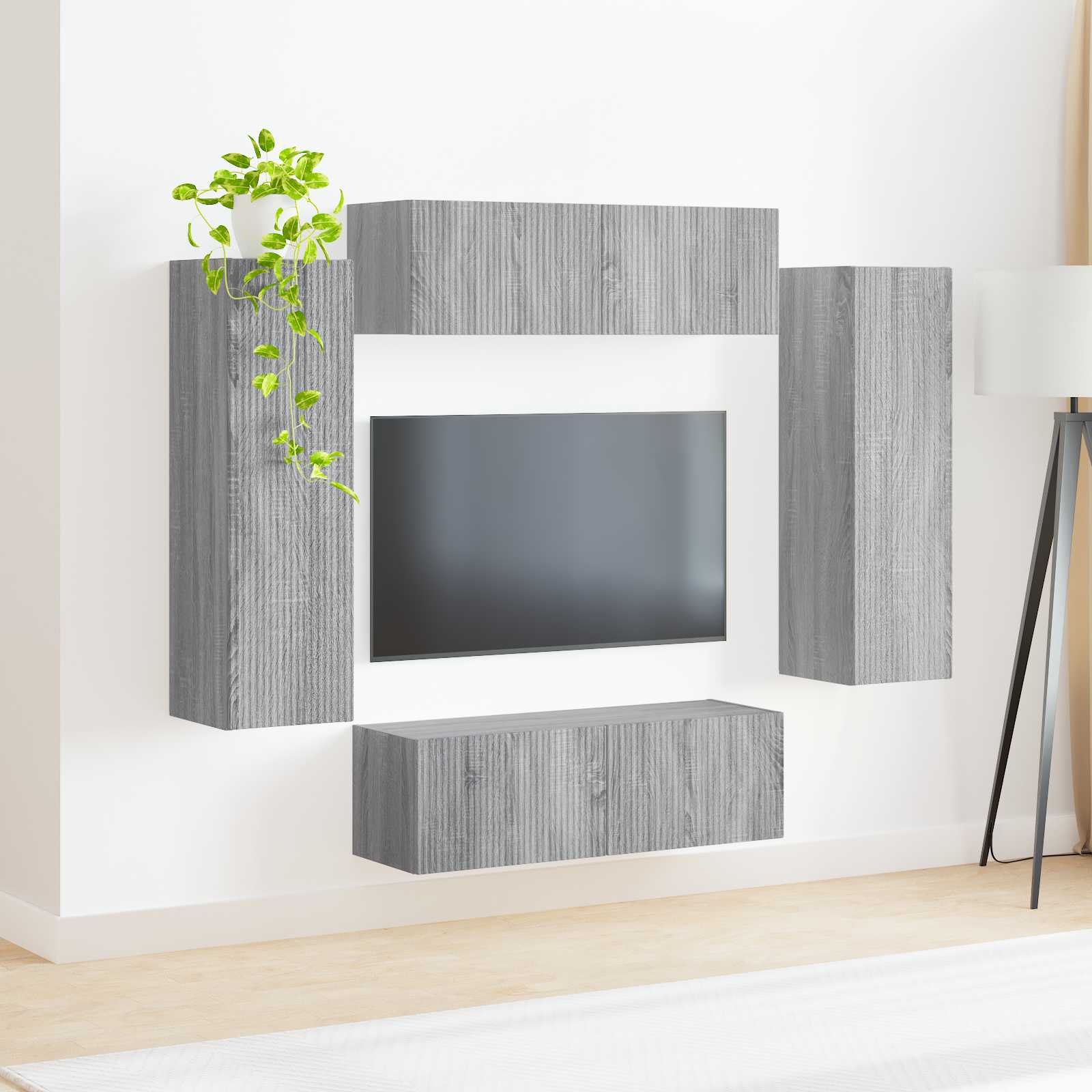 TV Wandkast Set Wandgemonteerd 4 pcs Grijs Sonoma Bewerkt hout is nu te koop bij PeponiXL, paradijselijk wonen!