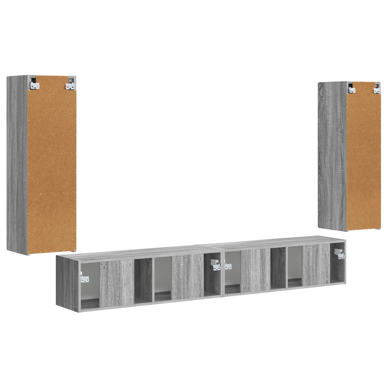 TV Wandkast Set Wandgemonteerd 4 pcs Grijs Sonoma Bewerkt hout is nu te koop bij PeponiXL, paradijselijk wonen!