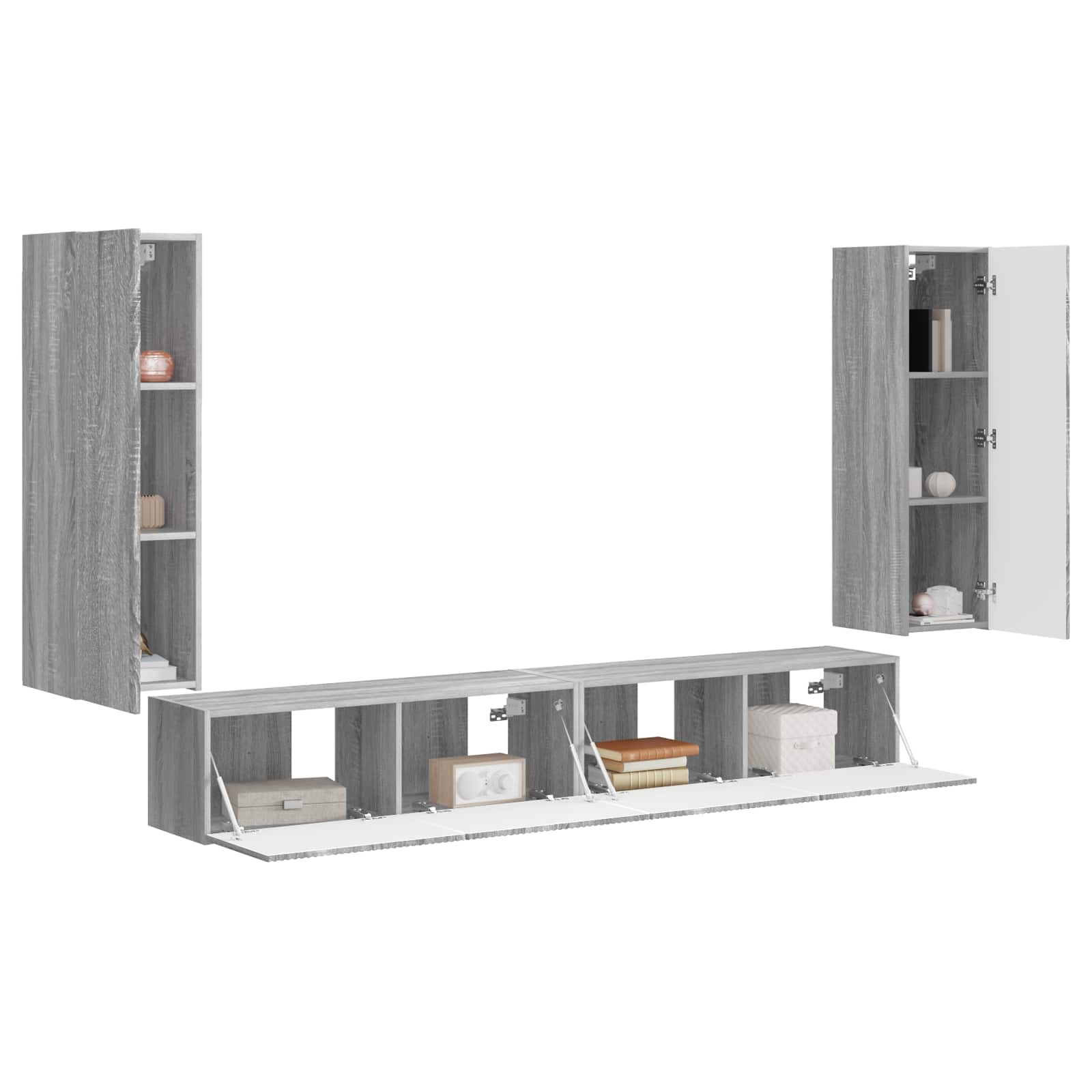 TV Wandkast Set Wandgemonteerd 4 pcs Grijs Sonoma Bewerkt hout is nu te koop bij PeponiXL, paradijselijk wonen!